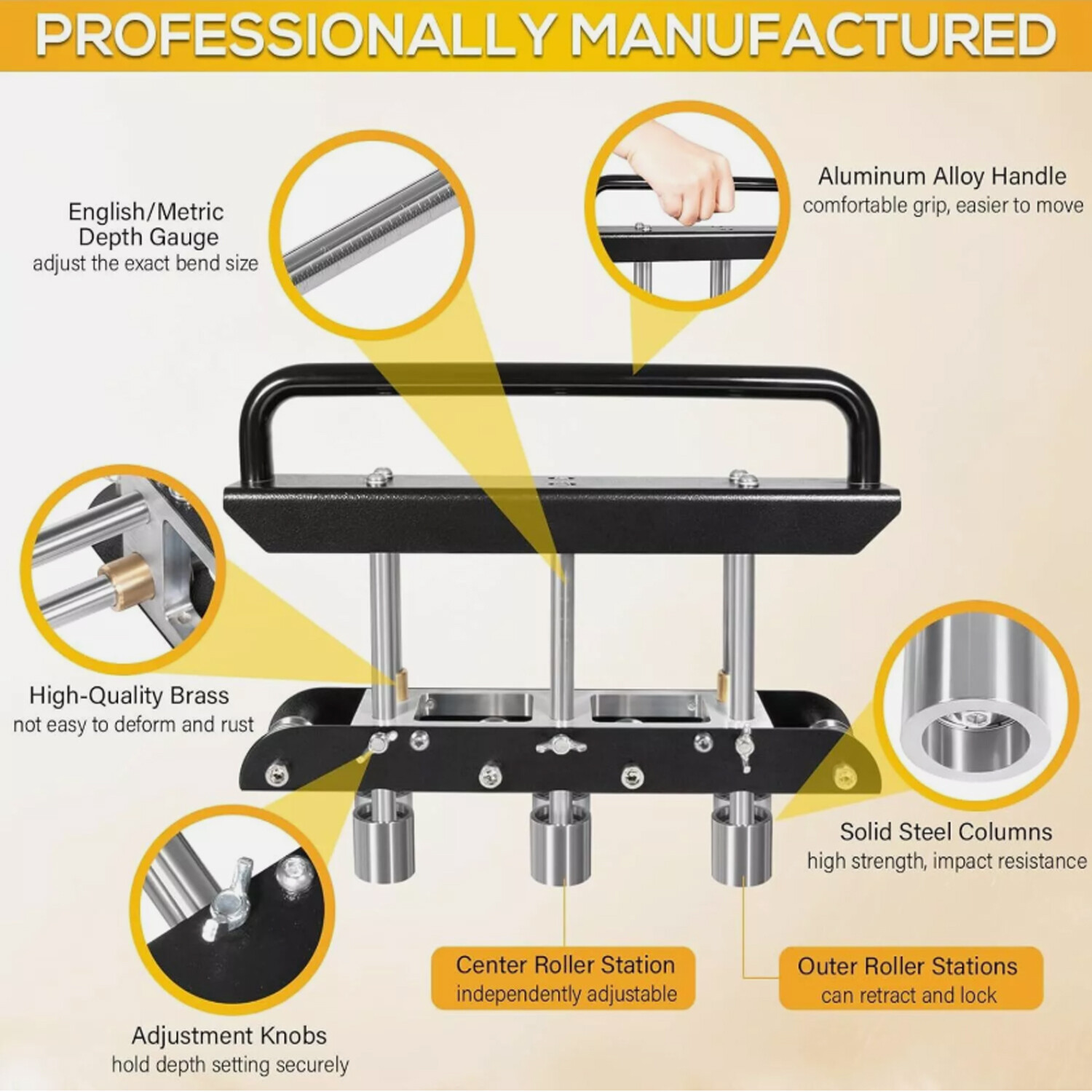 ER3 Three-Station Sheet Metal Edge Roller Bender, 0-90° Angle for 29 to 22-Gauge