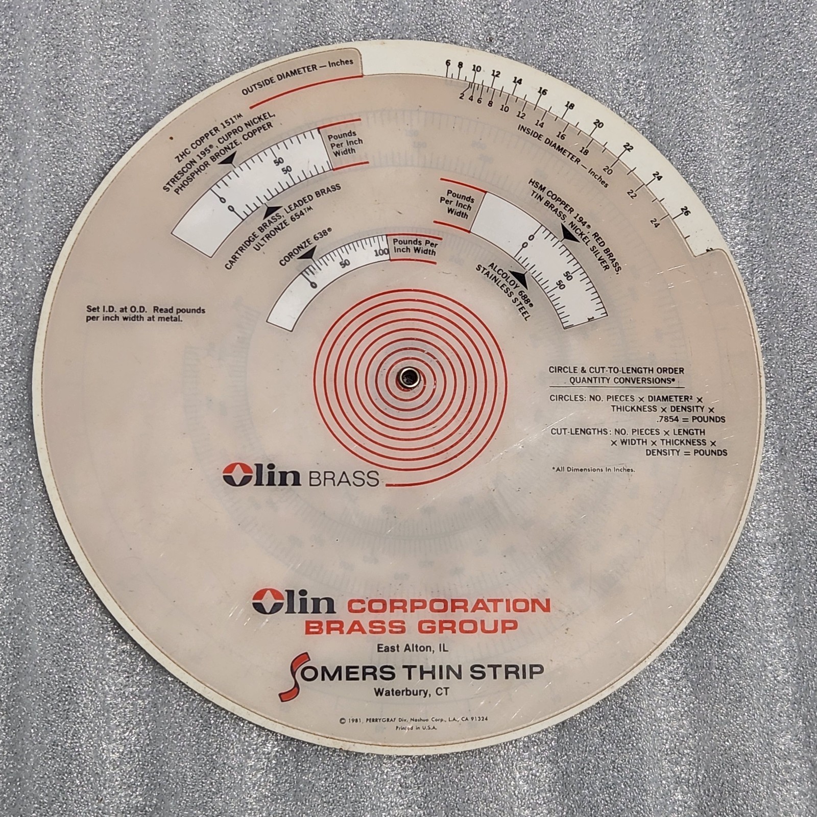 1981 Vintage Olin Corp. Brass Group, Somers Thin Strip, Coil Size Computer