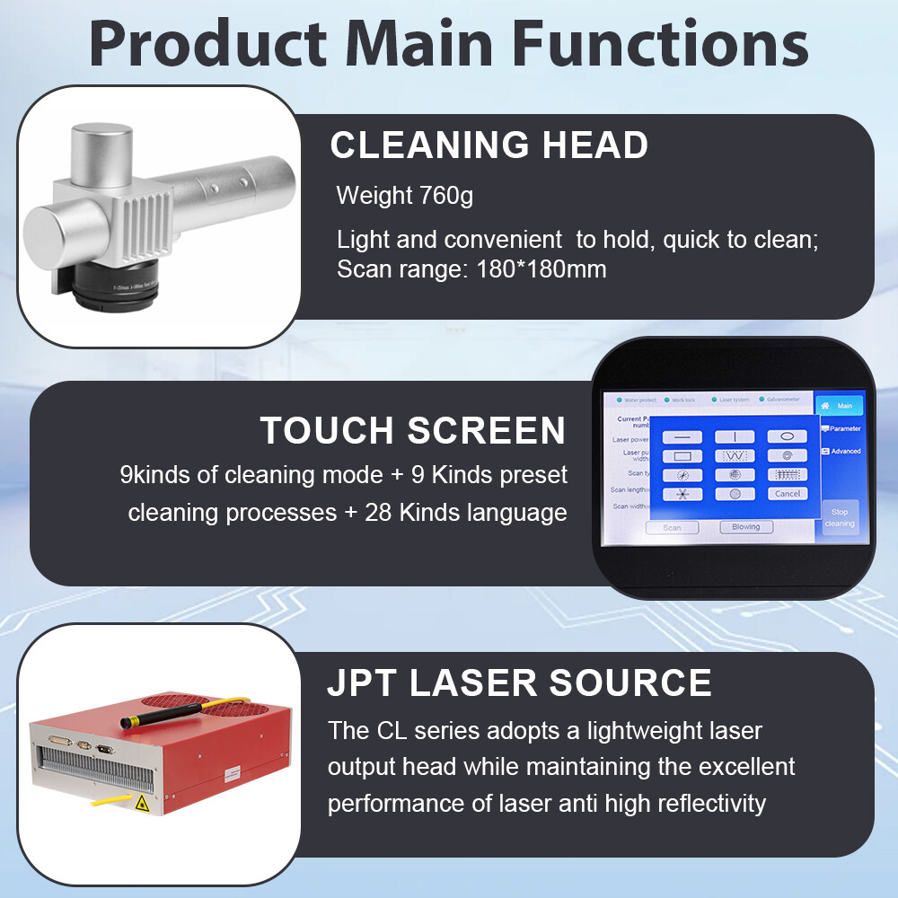 200W Portable Pulsed Laser Cleaning Machine For Metal Wood Stone Tire Rust Paint