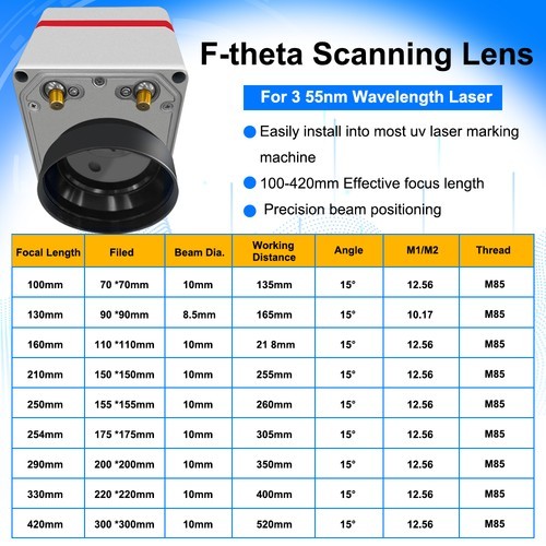Quartz 150mm Field Lens For 5W-15W UV 355nm Laser Marking Machine EngraverMarker