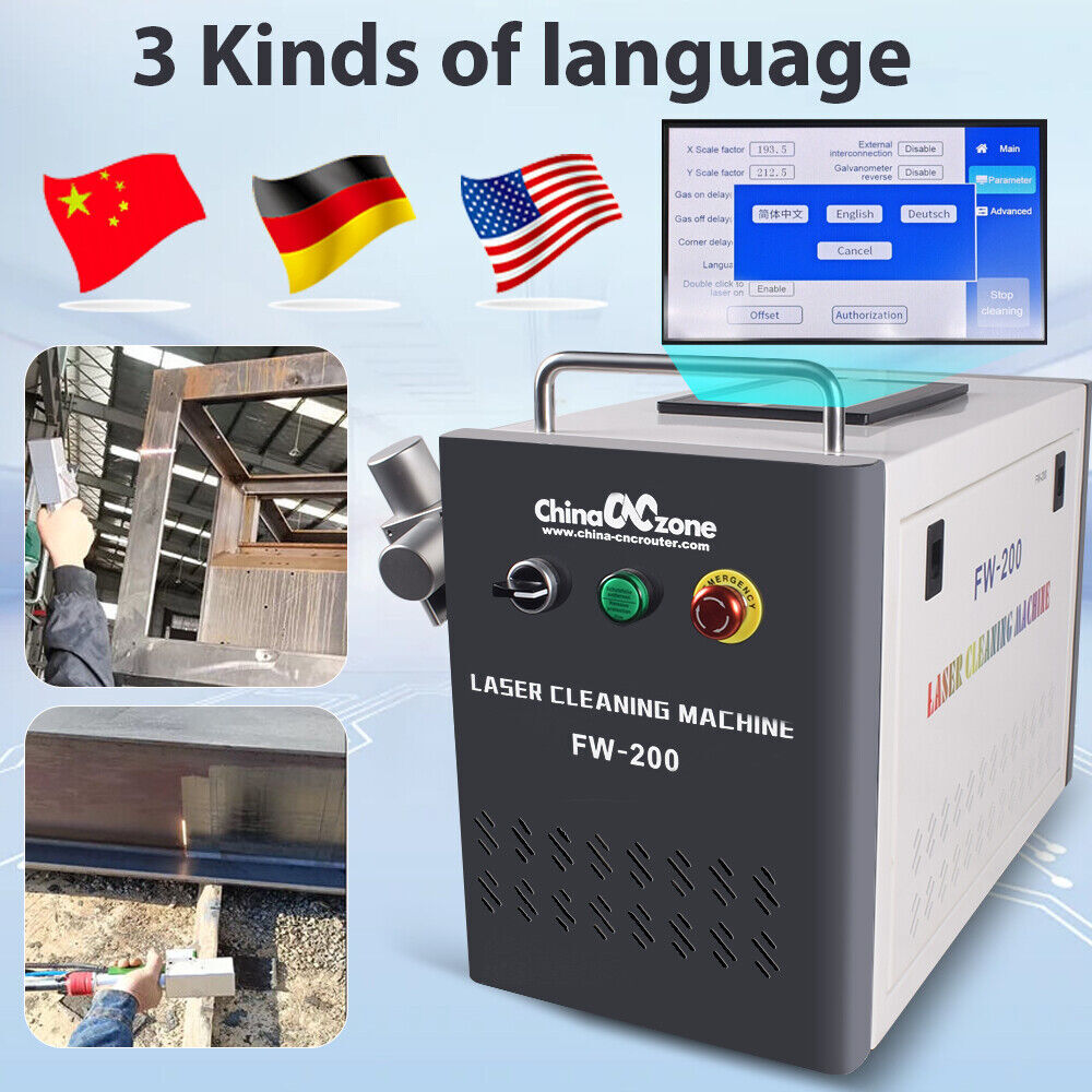 200W Portable Pulsed Laser Cleaning Machine For Metal Wood Stone Tire Rust Paint