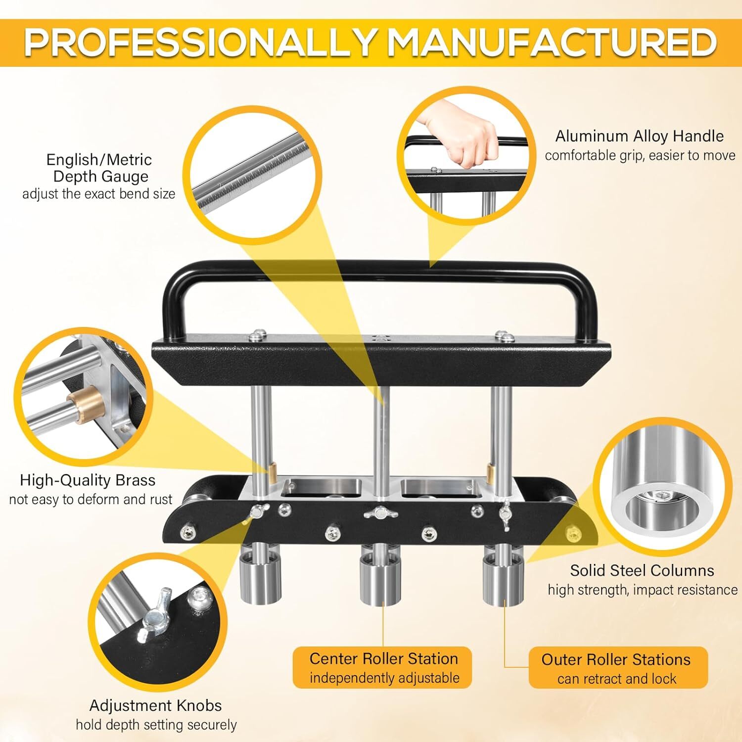 ER3 Three-Station Edge Roller, 0-90° Bending Angle for Making 5/8″ to 4″ Bends