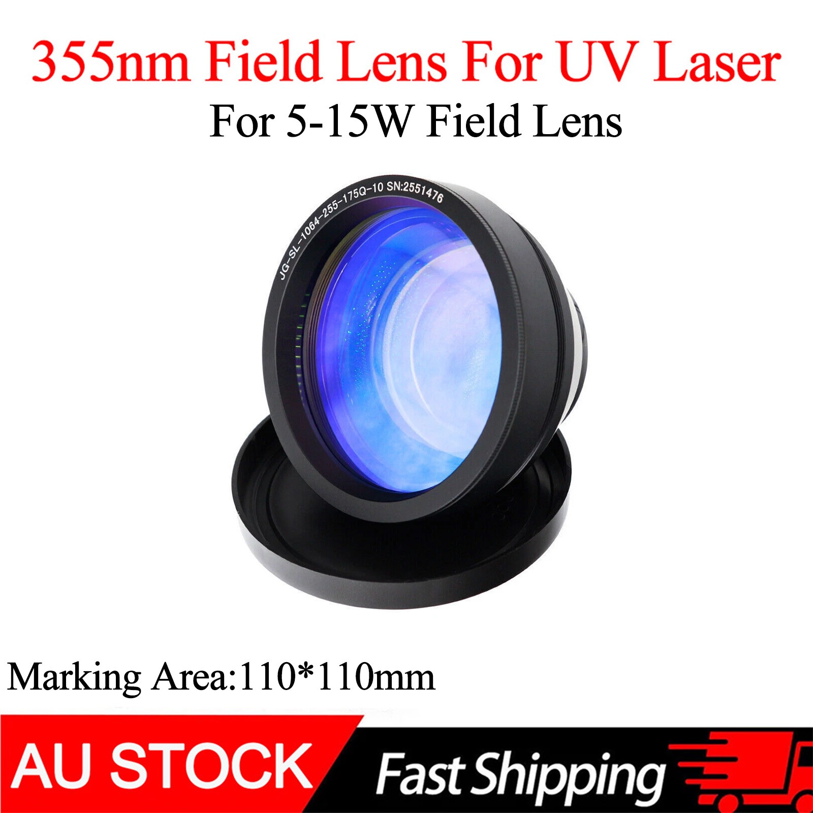 110×110mm For 5-15W UV 355nm Laser Marking Machine Field Lens Engraver Marker AU
