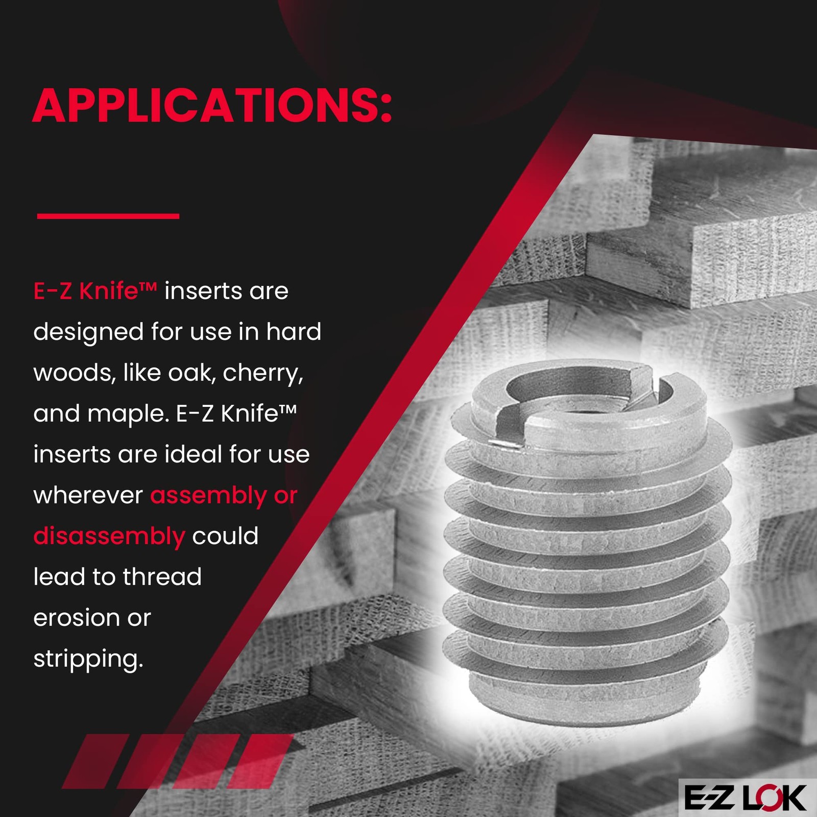 EZ Lok 4004CR 4004 Threaded Insert, Stainless Steel, 0.500″ L, Knife Thread, …
