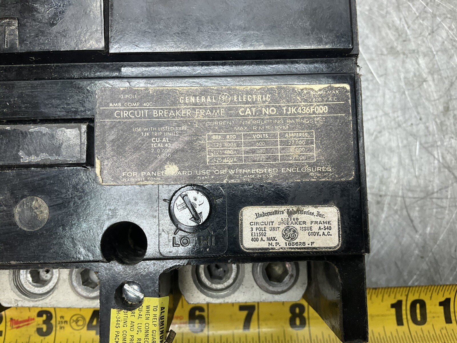 GE General Electric Circuit Breaker TJK 436 F000 175 Amp Trip Unit Multiples