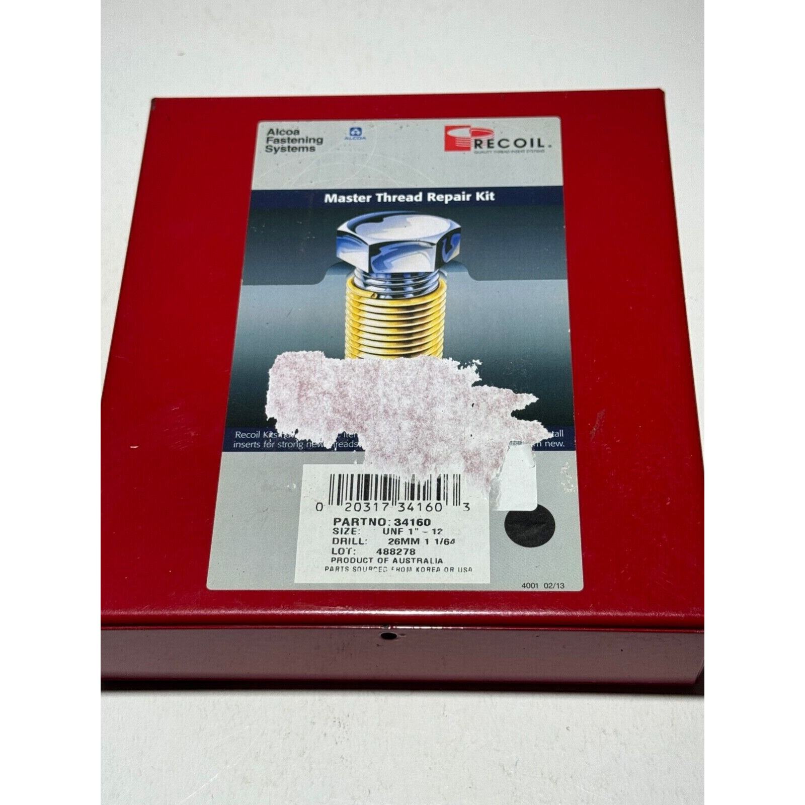 Recoil 34160 Standard Thread Repair Kit, #1-12 UNF, Inserts 1.5D (5 Pc)