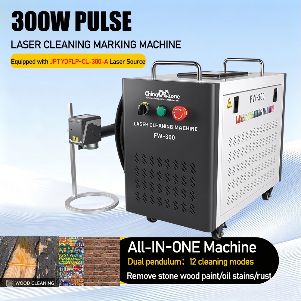 2In1 300W Pulsed JPT Laser Cleaning Marking Machine Rust Oil Wood Paint Removal