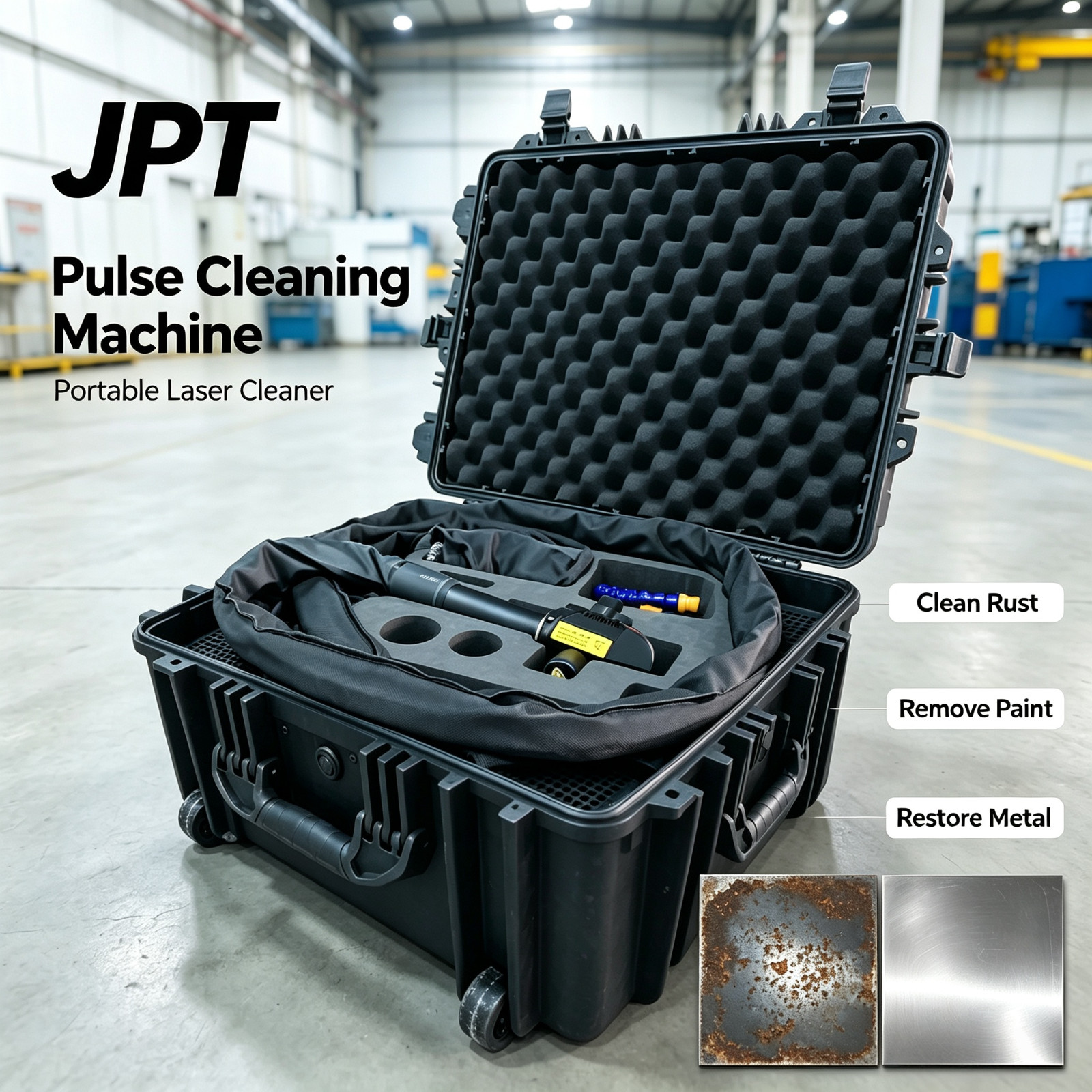 JPT 200W Suitcase Pulse Laser Cleaning Machine Metal Rust Remover Portable FDA