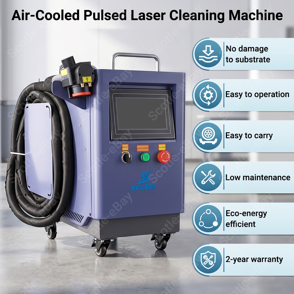 500W JPT Pulsed Laser Cleaning Machine Metal Wood Rust Stone Oil Paint Removal