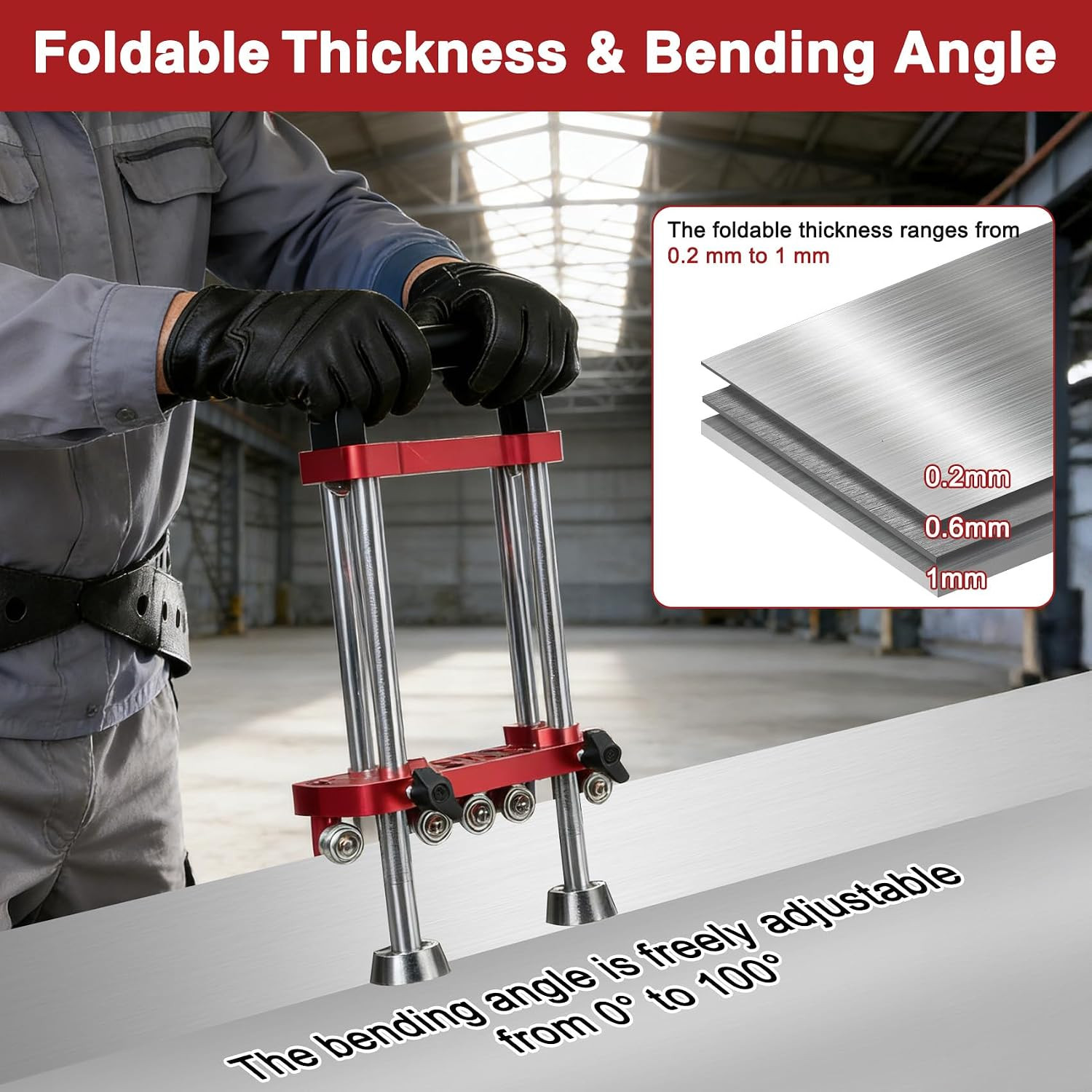 Sheet Metal Bender 2-Station Metal Roller – Metal Roofing Tool with 0‑100° Bendi