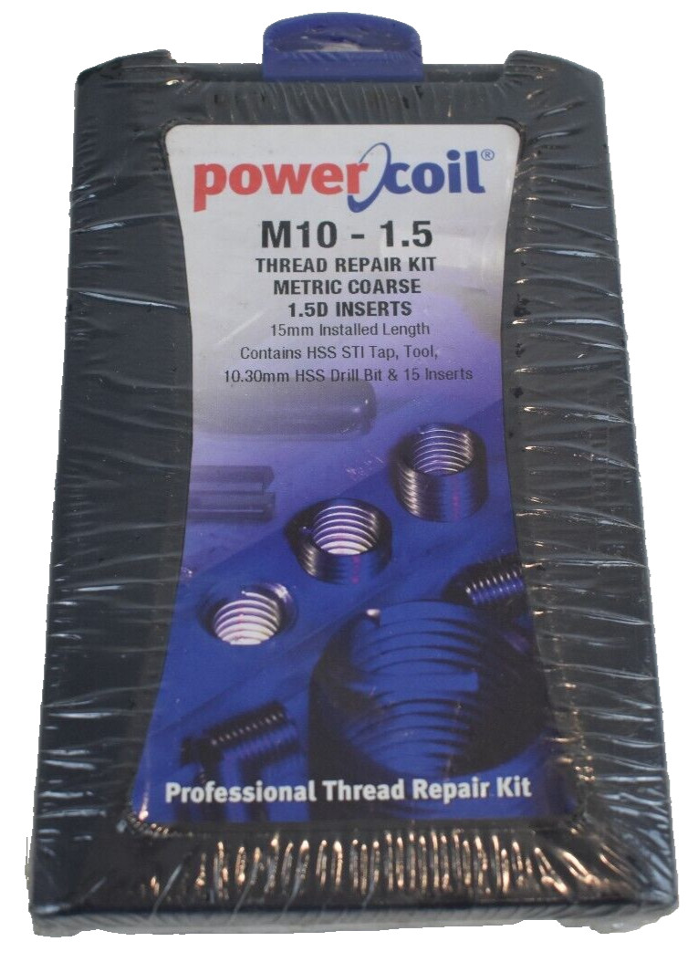 Power Coil Tools M10-1.5 Thread Repair Kit New. Tap, Tool & 15 Inserts