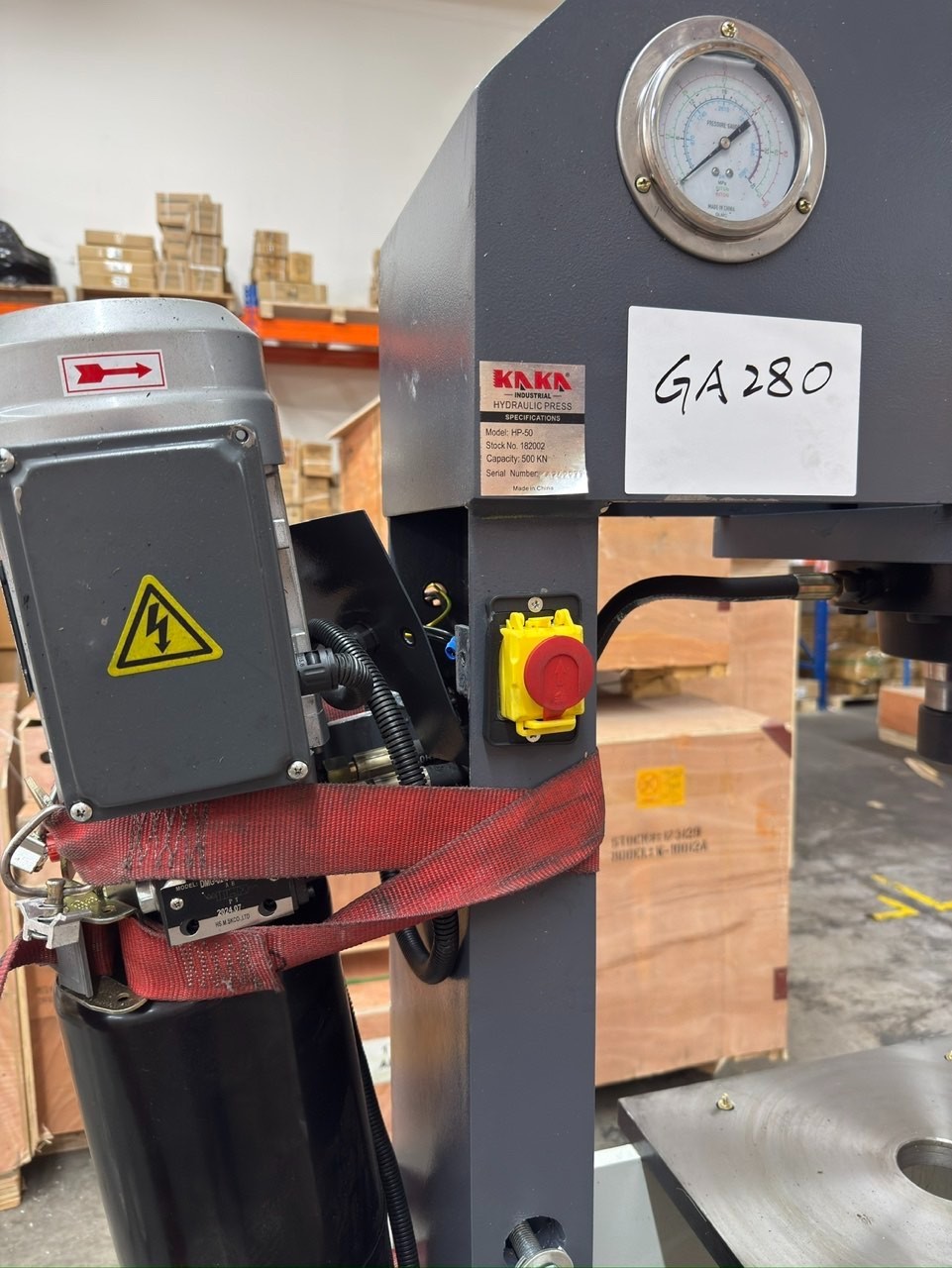 H-Frame Shop Press, 50 Ton, 8.6 in Stroke, KAKA INDUSTRIAL HP-50 (Not Brand New)