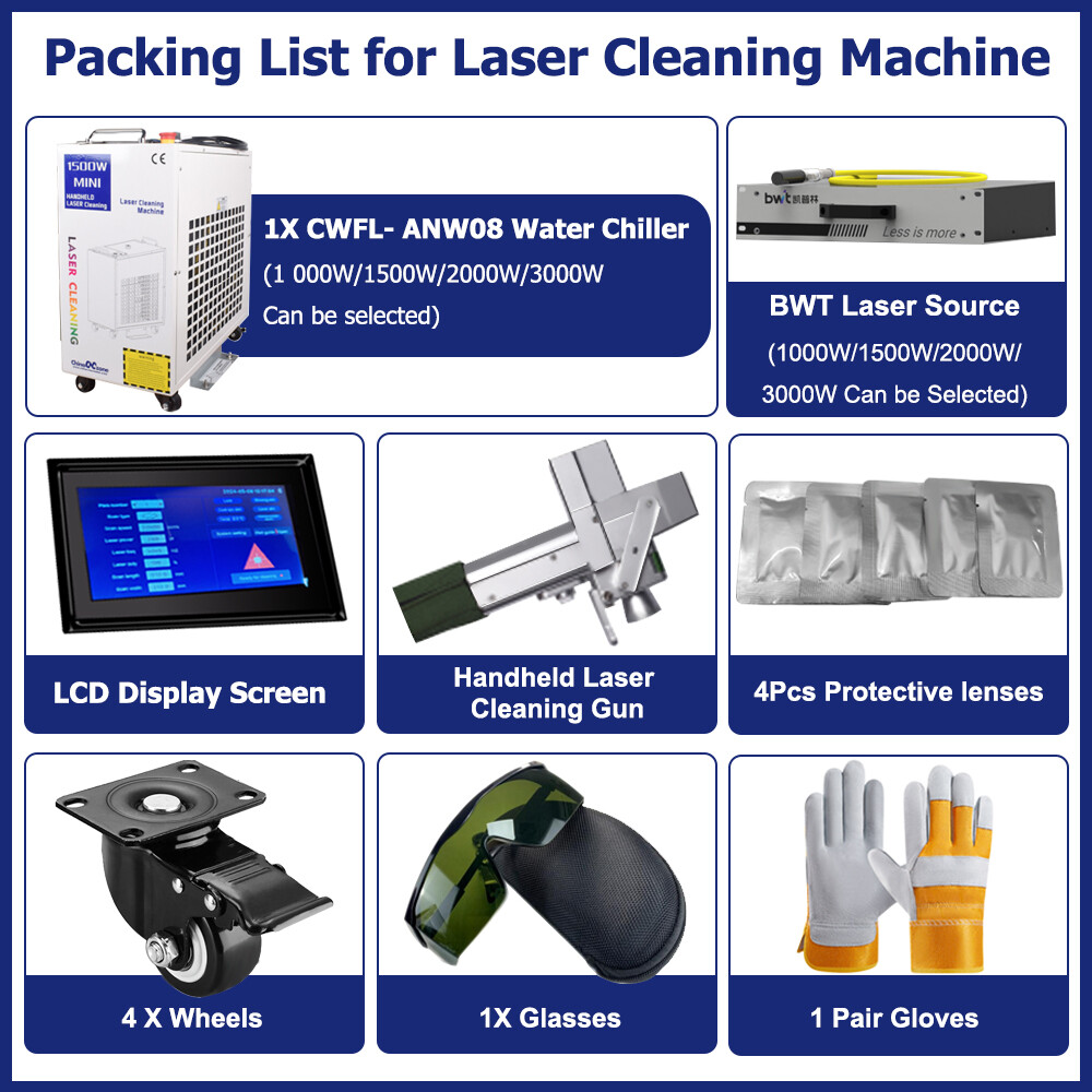 1500W Handheld Fiber Laser Cleaning Machine Rust/Oil/Paint Remove 300mm Width