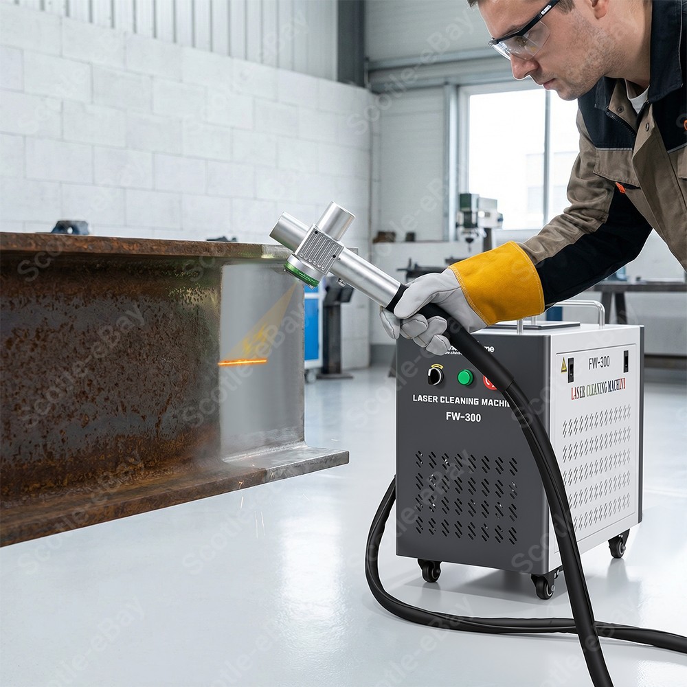 JPT 5mJ 300W Pulsed Laser Cleaning Machine For Metal Wood Cleaning Paint Removal