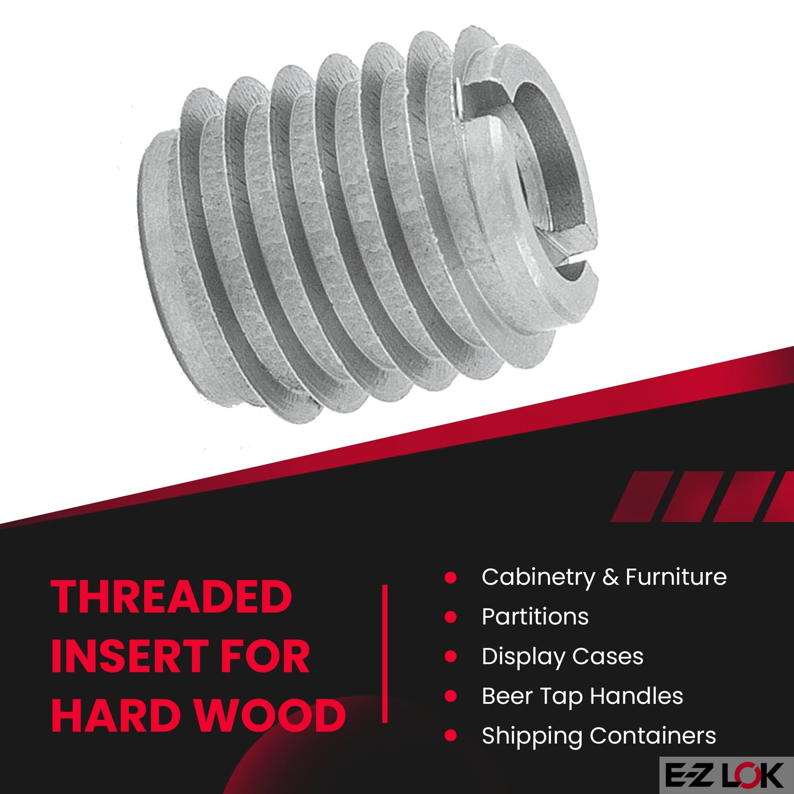 EZ Lok 4004CR 4004 Threaded Insert, Stainless Steel, 0.500″ L, Knife Thread, …