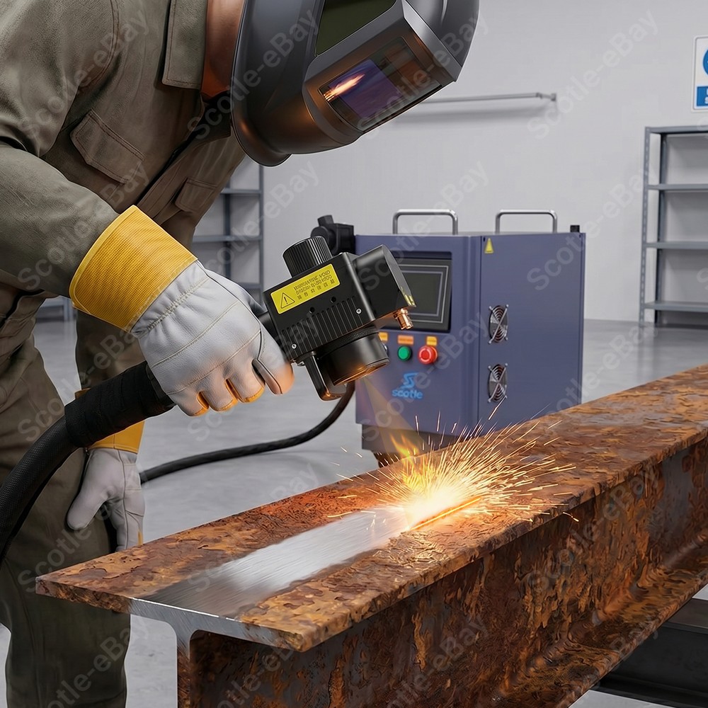 500W JPT Pulsed Laser Cleaning Machine Metal Wood Rust Stone Oil Paint Removal