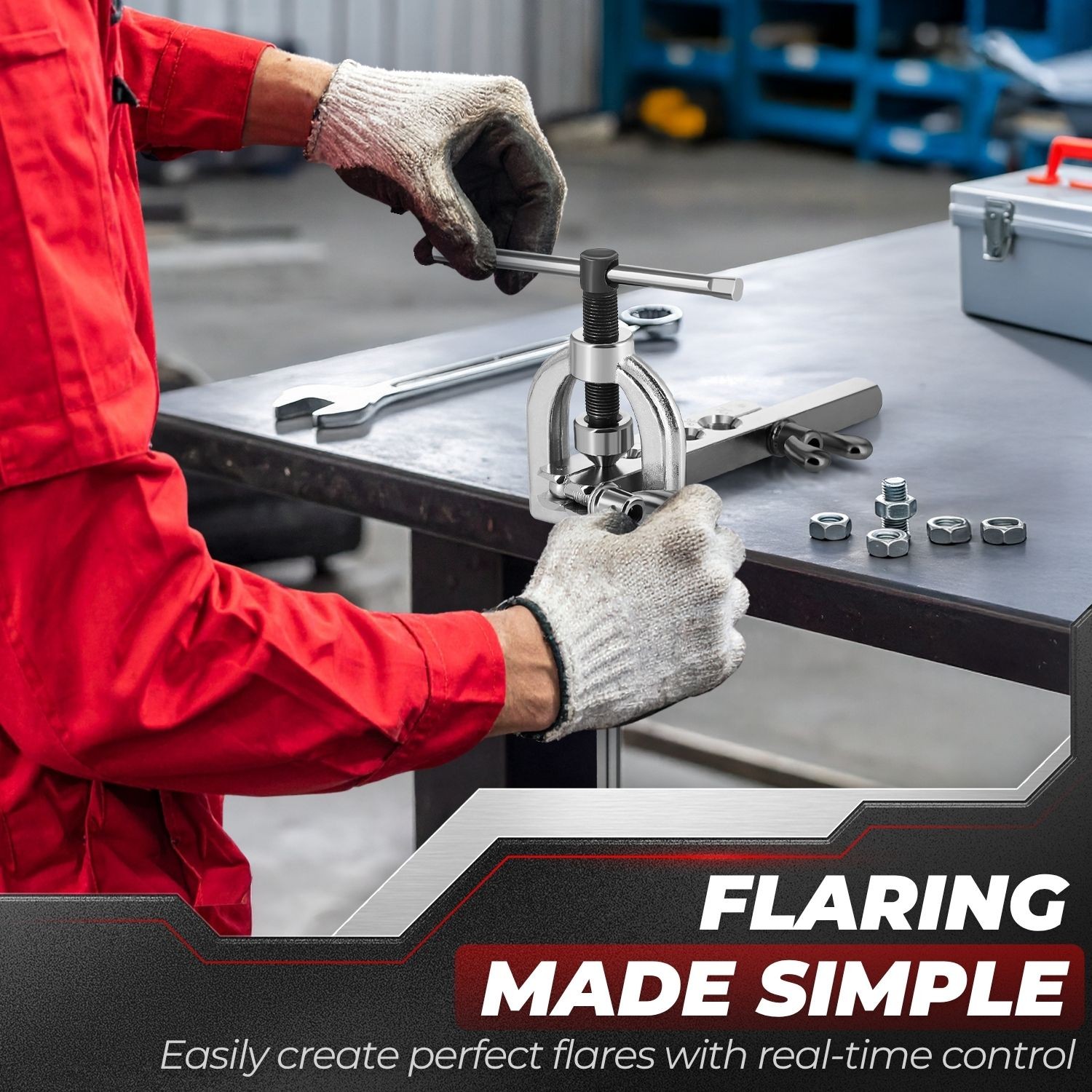 Brake Line Flaring Tool Kit with Tubing Cutter – Single and Double Flare