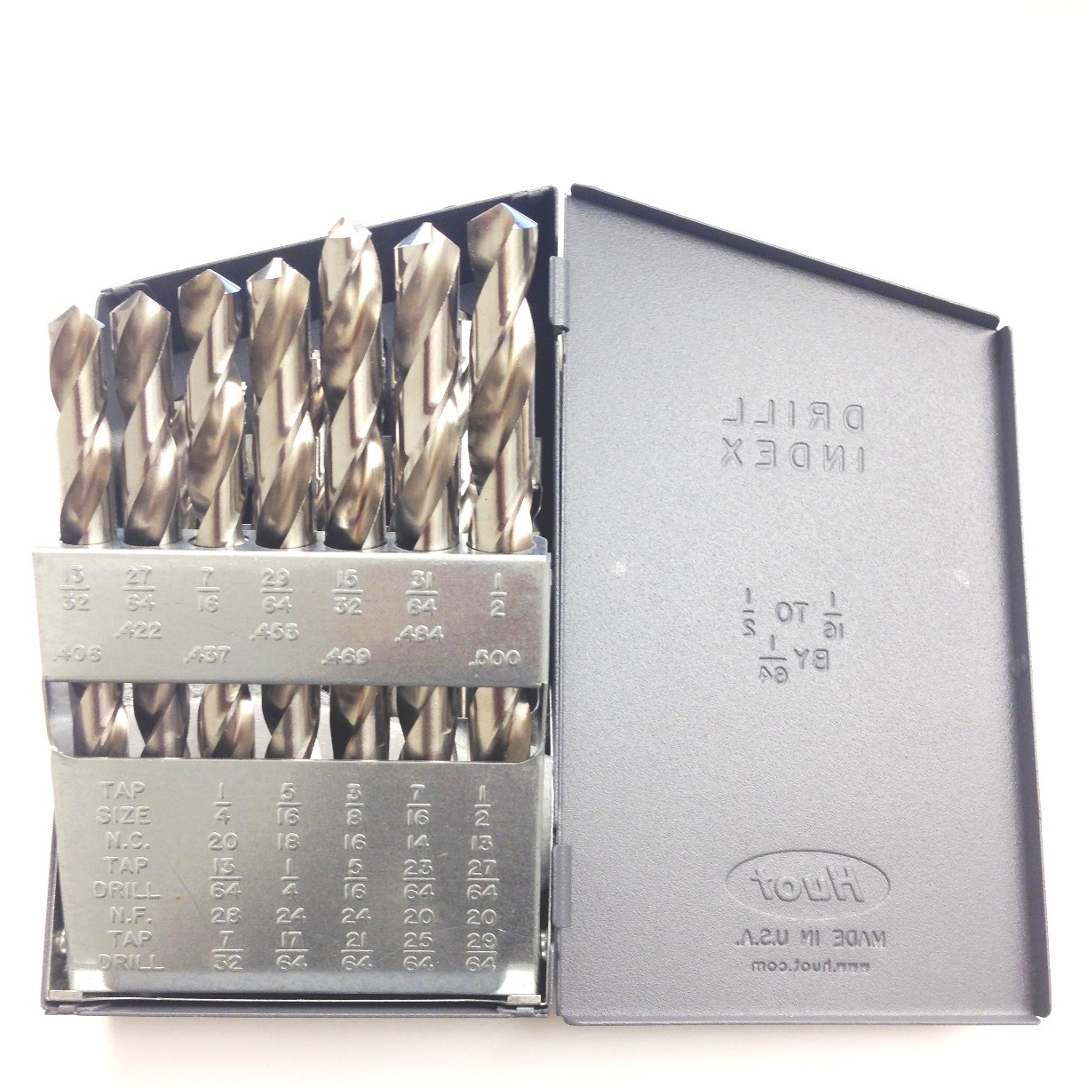 29 PIECE 1/16-1/2 BRIGHT HIGH SPEED STEEL JOBBER DRILL SET USA (5001-0029)