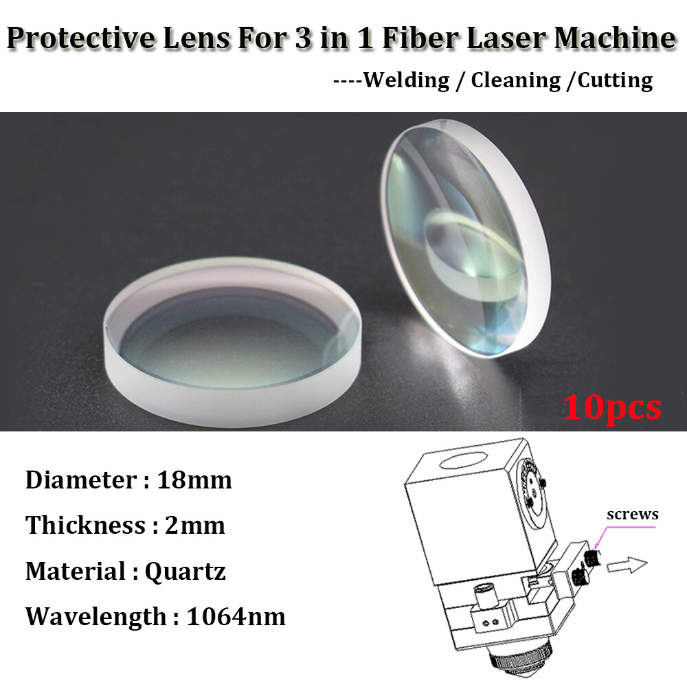 5Pcs D18X2 Quartz Protective Lens For Fiber Laser Welding Cleaning Machine US