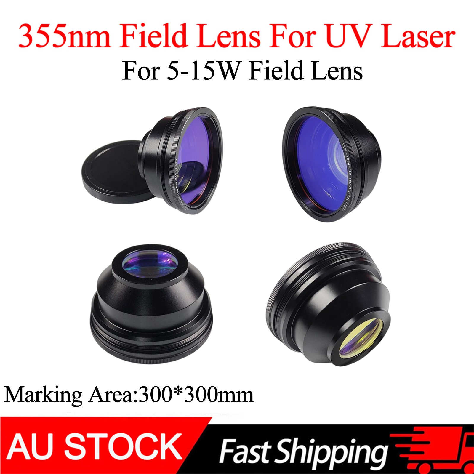 300×300mm For 5-15W UV 355nm Laser Marking Machine Field Lens Engraver Marker AU