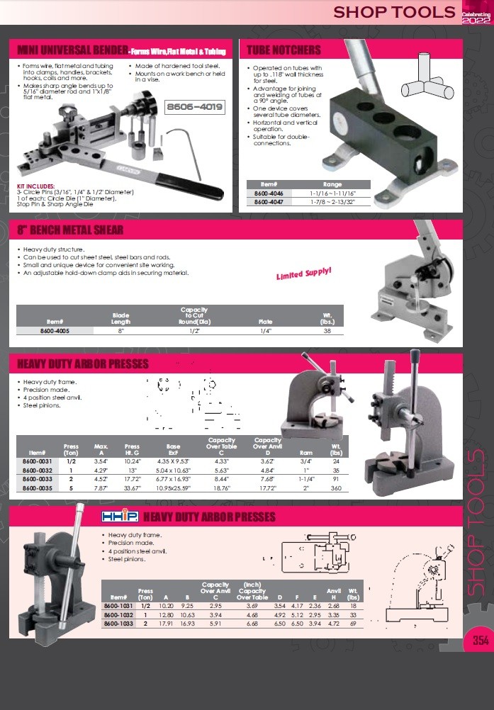 2 TON RATCHET TYPE ARBOR PRESS (8600-3301)