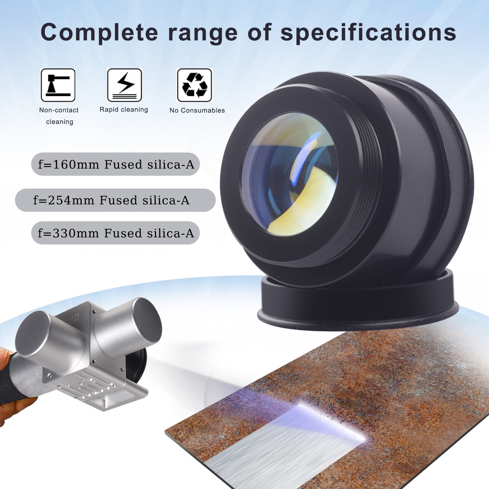 Quartz F160mm Field Lens M39 Scanner Head for Pulsed Laser Cleaning Machine