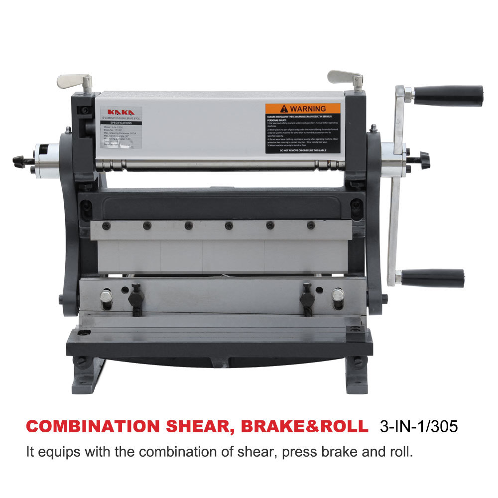 KAKA 3-IN-1/12, 12-In Sheet Metal Brake, Shear Brake Roll Combinations