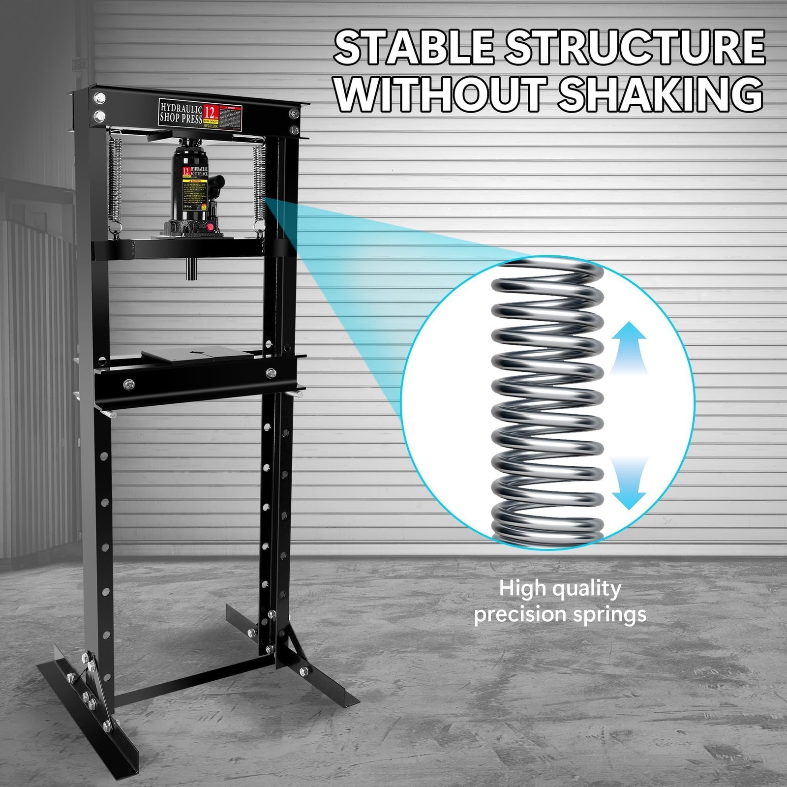 12 Ton Hydraulic Shop Press, 26000lbs Heavy Duty h-Frame Garage Floor Hydraul…