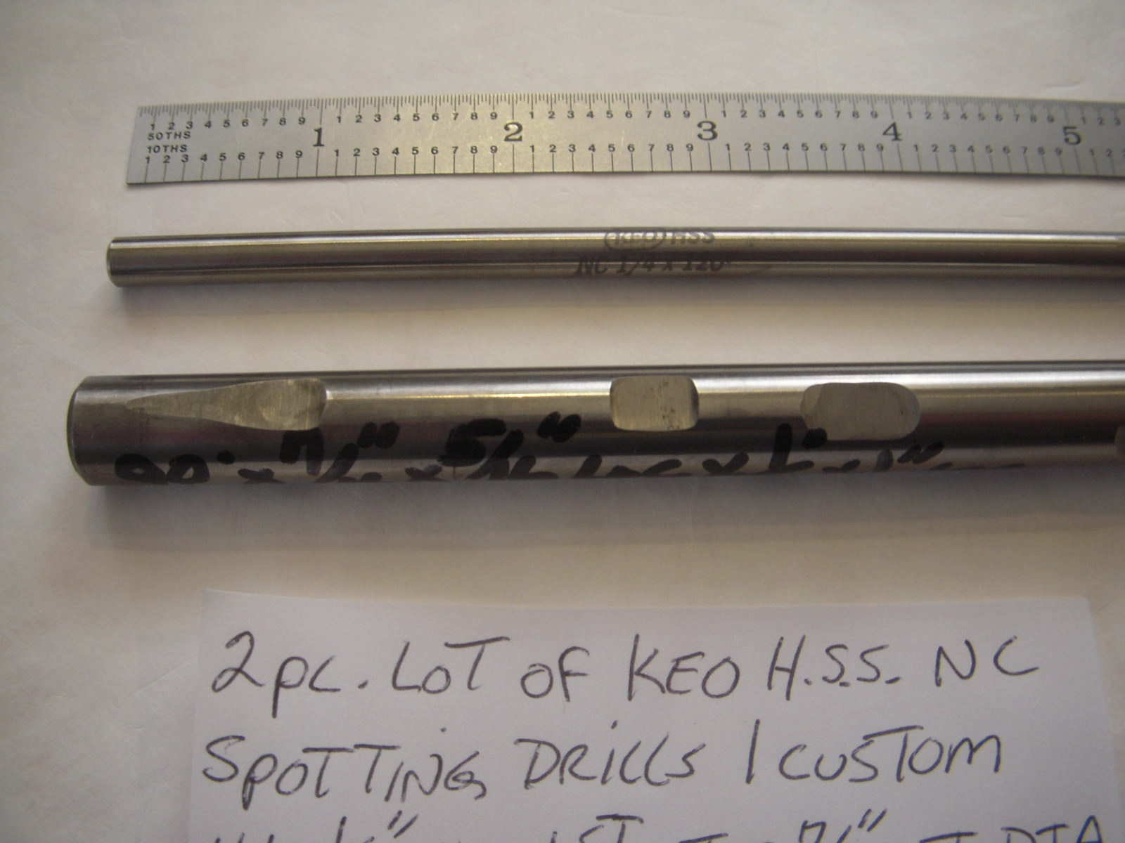 2PC LOT KEO NC SPOTTING DRILLS 1PC 7/16″ X 6″ X 90DEG. & 1PC 1/4″ X 6″ X 120DEG