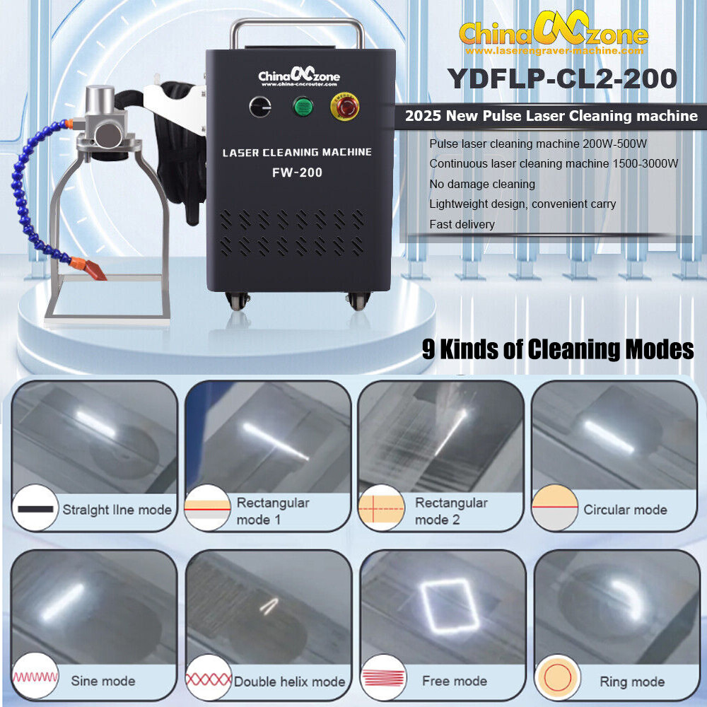 200W Portable Pulsed Laser Cleaning Machine For Metal Wood Stone Tire Rust Paint