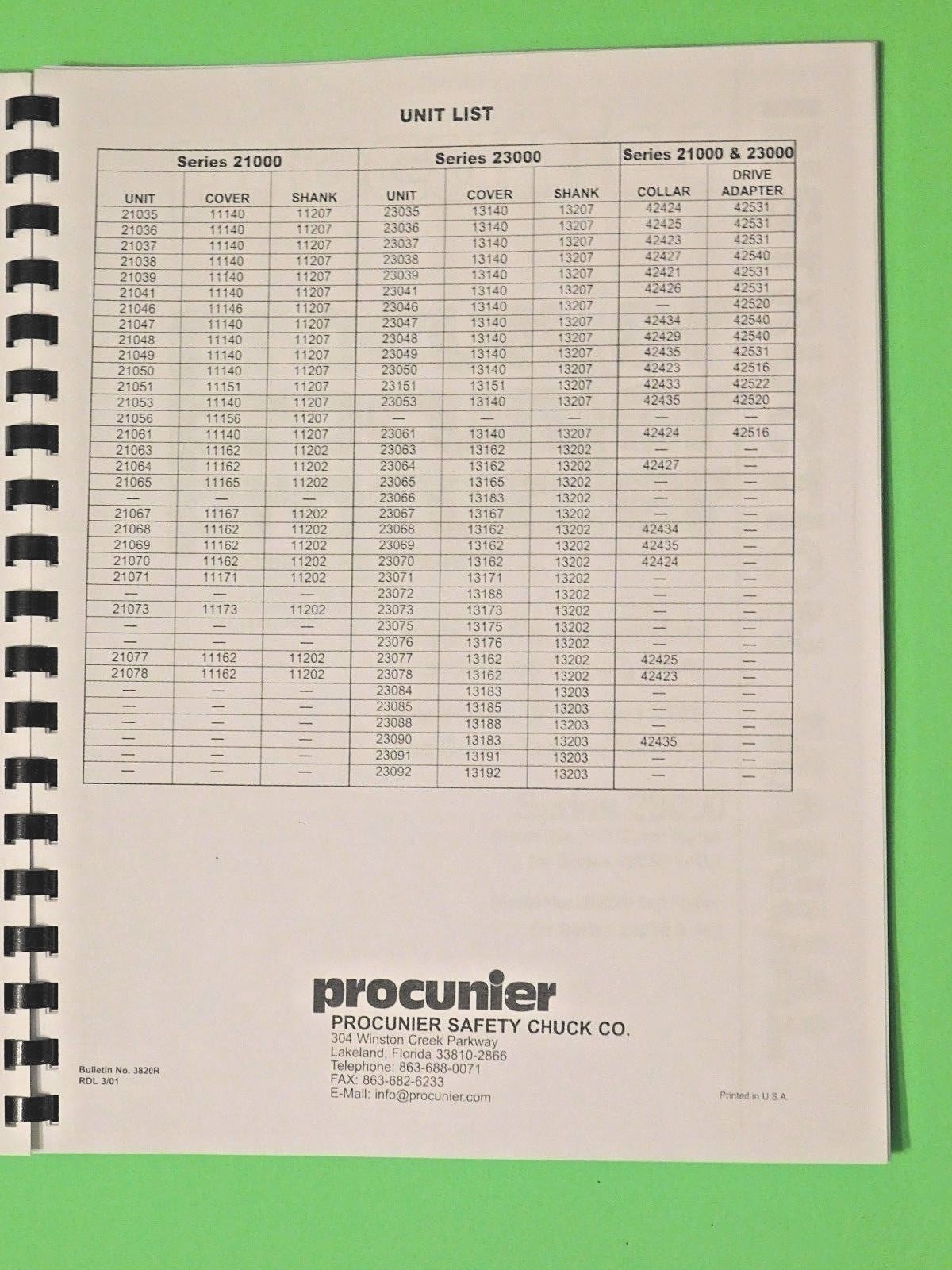 Procunier tapping head instruction manual, all models from 11000 through 40000