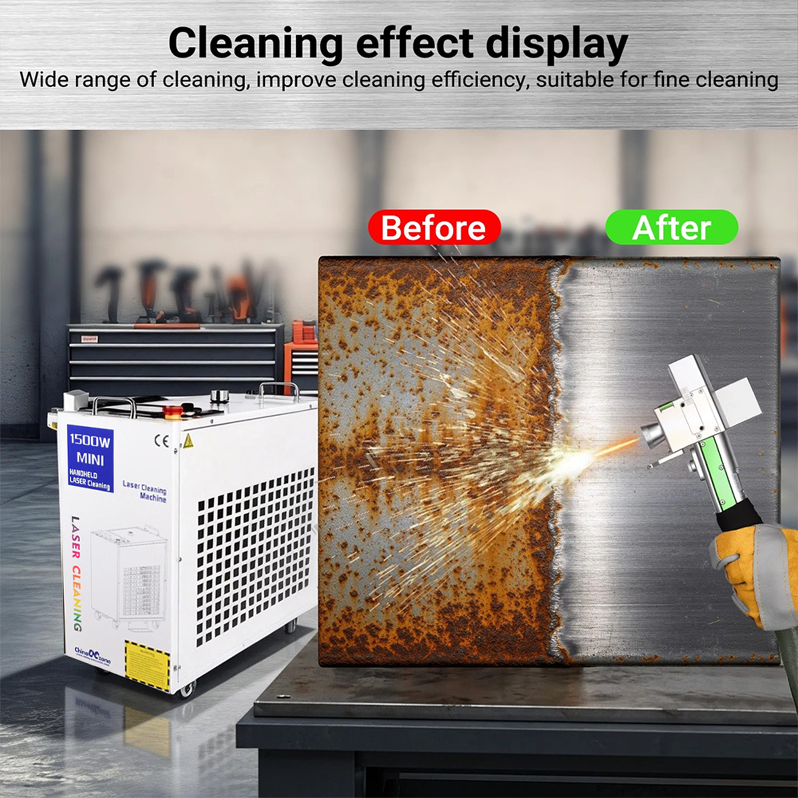 1500W Fiber Laser Cleaning Machine For Metal Oil Rust Paint Remover Cleaners AU