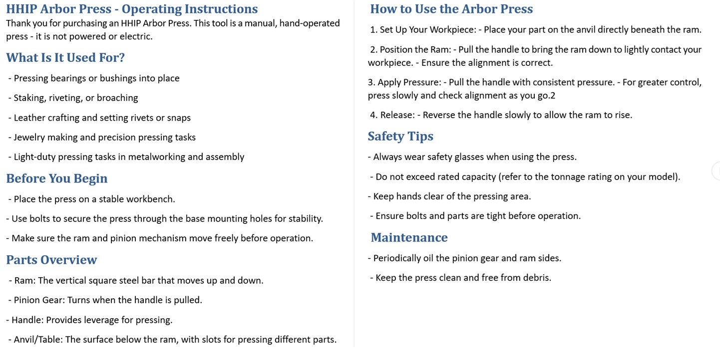 PRO-SERIES 1 TON ARBOR PRESS (8600-0131)