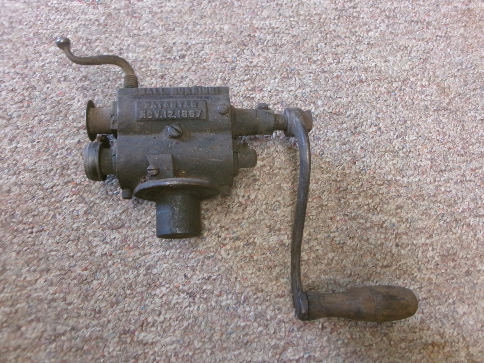 1867 ANTIQUE PECK STOW & WILCOX CO. METAL WORKING TOOL SMALL BURRING HAND CRANK