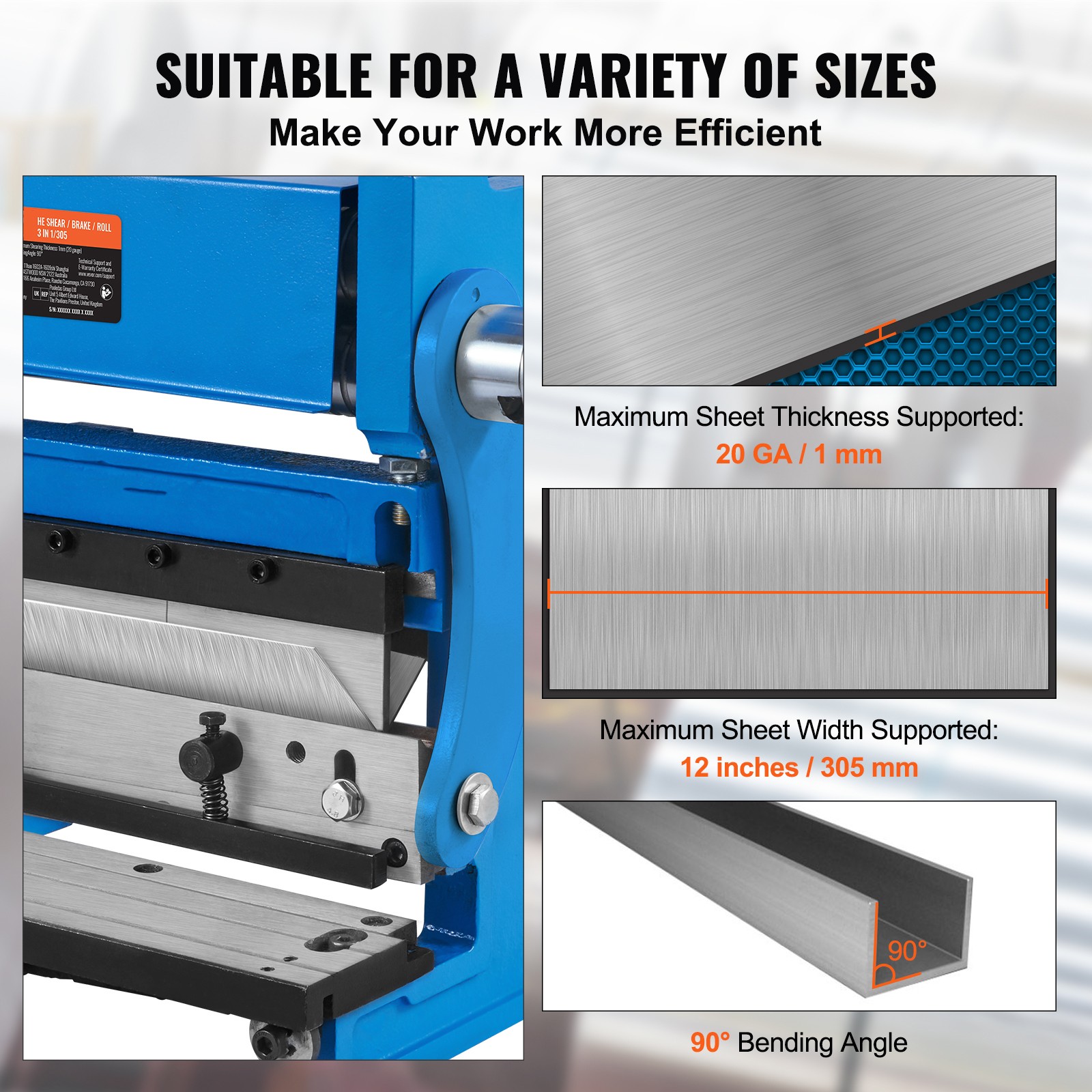 Uimoso 12-Inch Sheet Metal Shear 3-in-1 Combo Shear Brake Roll Machine, 20 GA