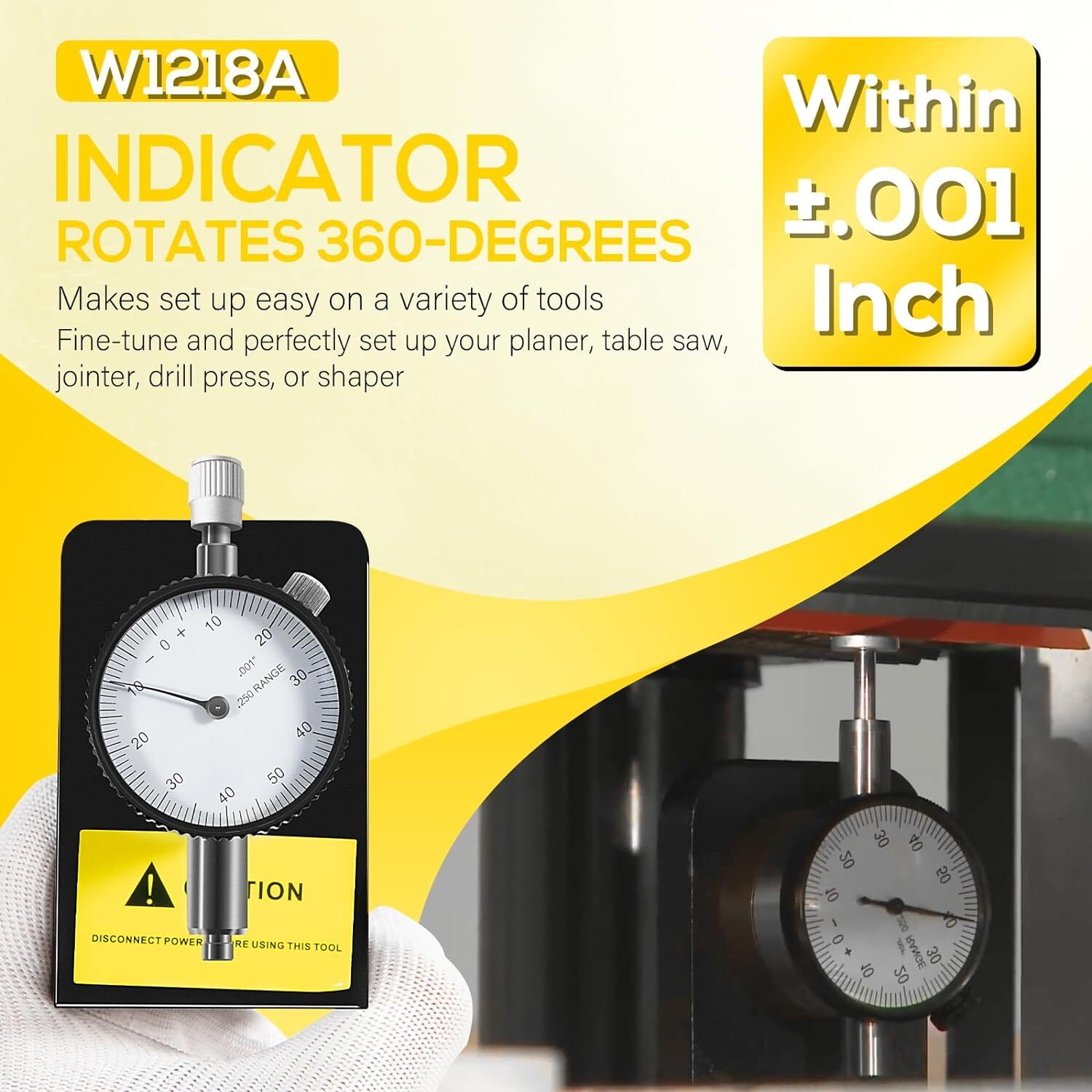 W1218A for Planers Dial Indicator 360 Degree Durable Powerful Magnetic Base