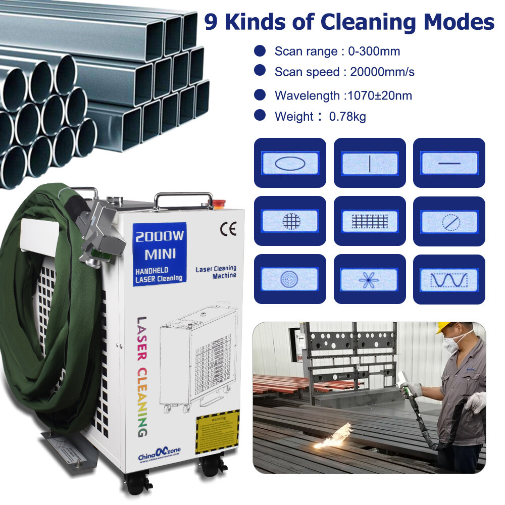 AU Ship 2000W Fiber Laser Cleaning Machine for Car Metal Oil Rust Paint Removal