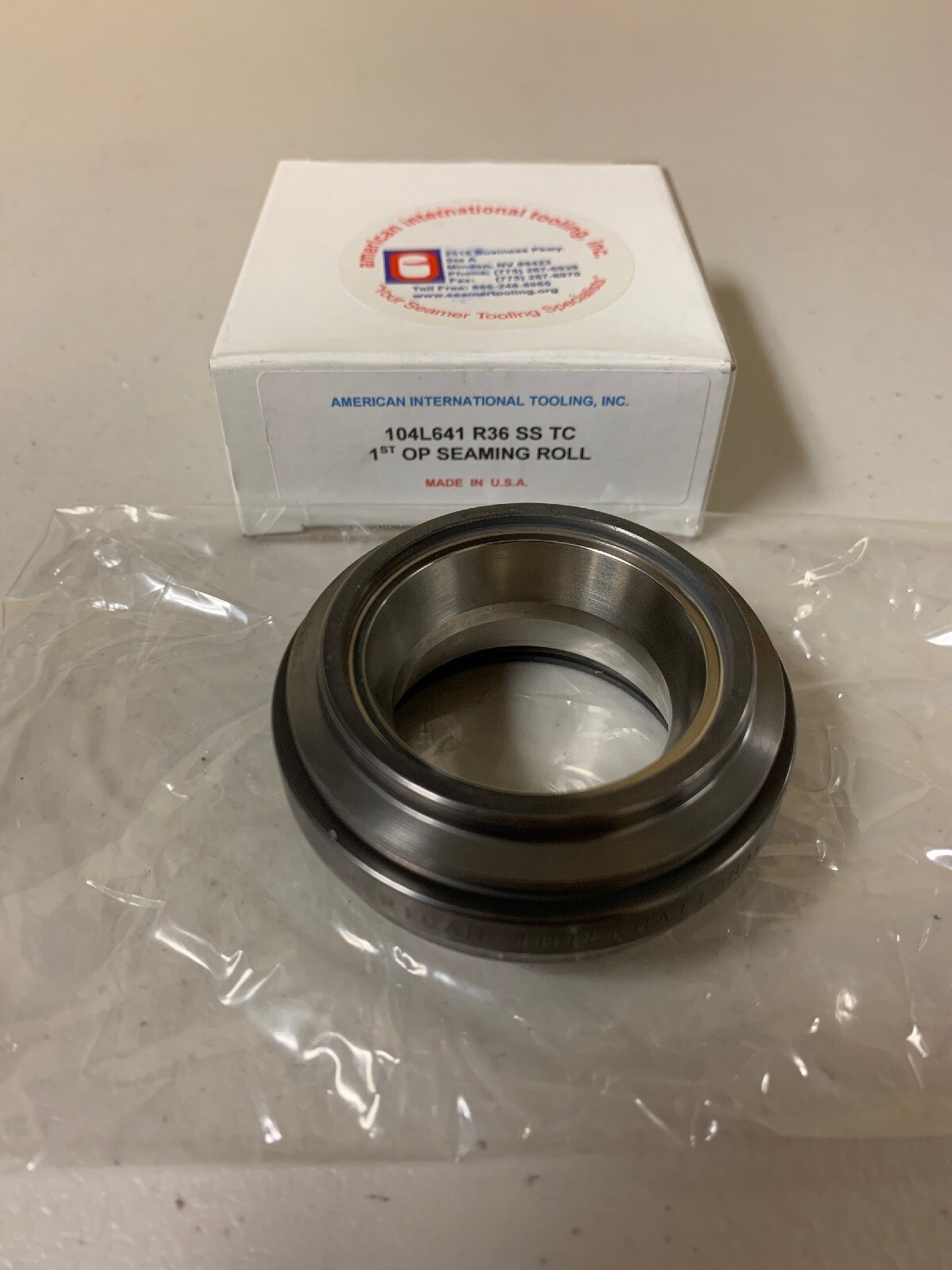 American International Tooling Inc. 104L641 R36 SS TC WO 9074 Seaming Roll