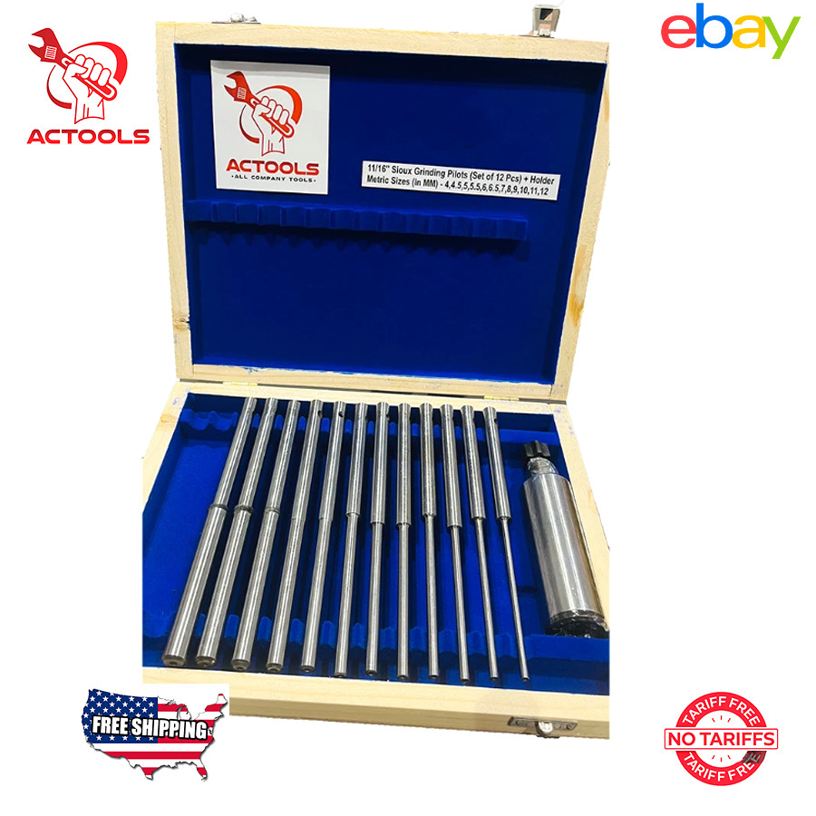 12 Pcs Sioux Valve Seat Grinder Pilot (4mm -12mm) With Holder 11/16 USA