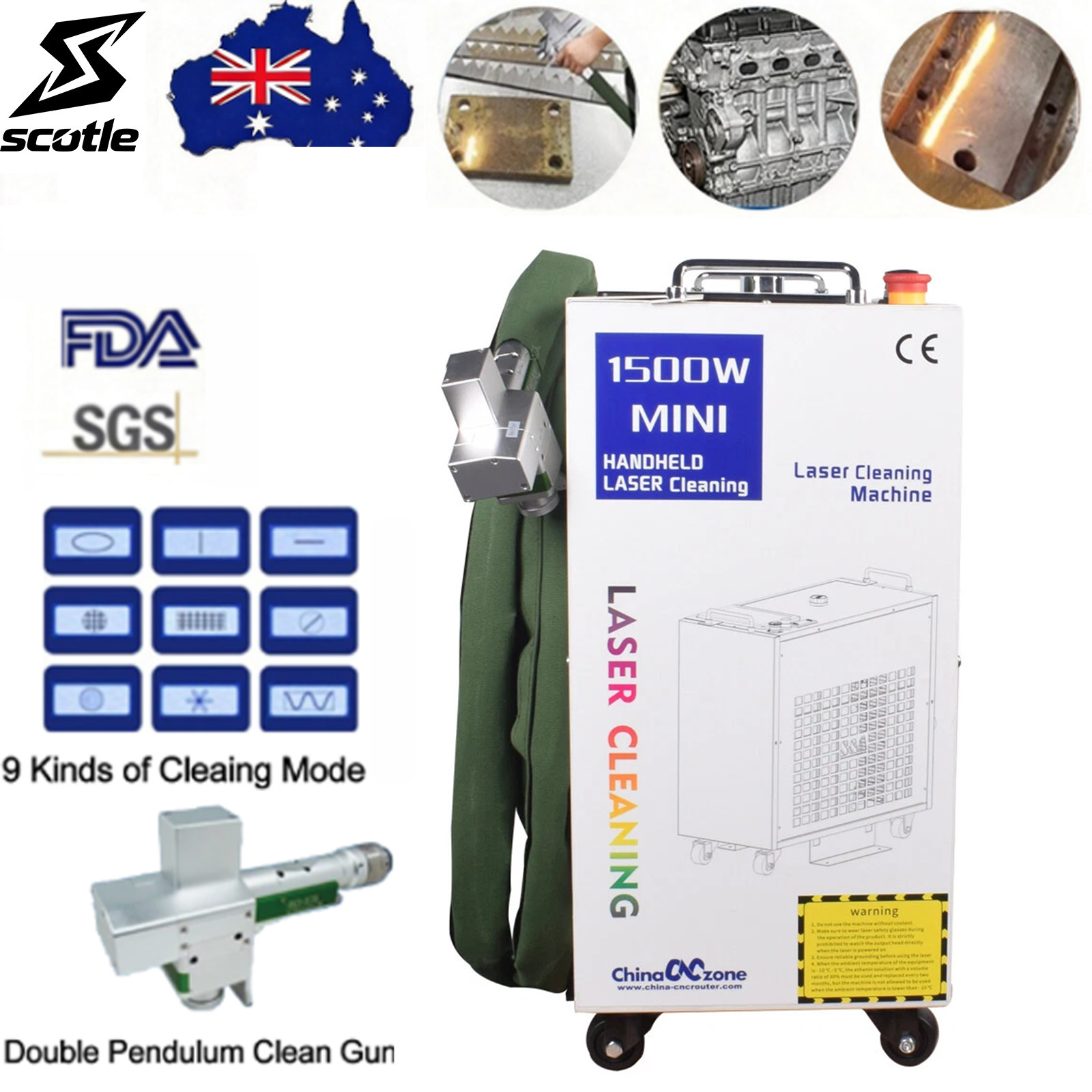 1500W Fiber Laser Cleaning Machine For Oil Rust Metal Paint Remover Cleaners AU