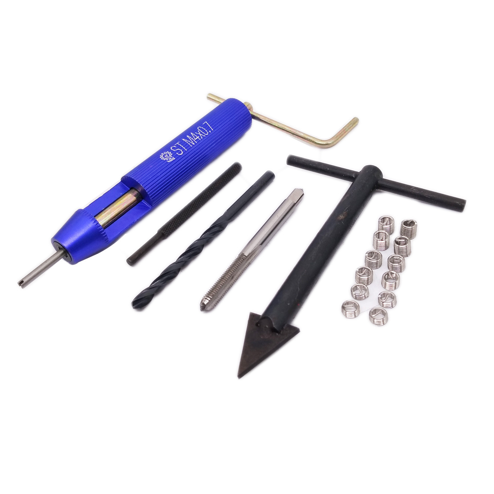 US Stock Thread Repair Kit M4 x 0.7 Drill Tap Extraction Removal Tool 12 Inserts