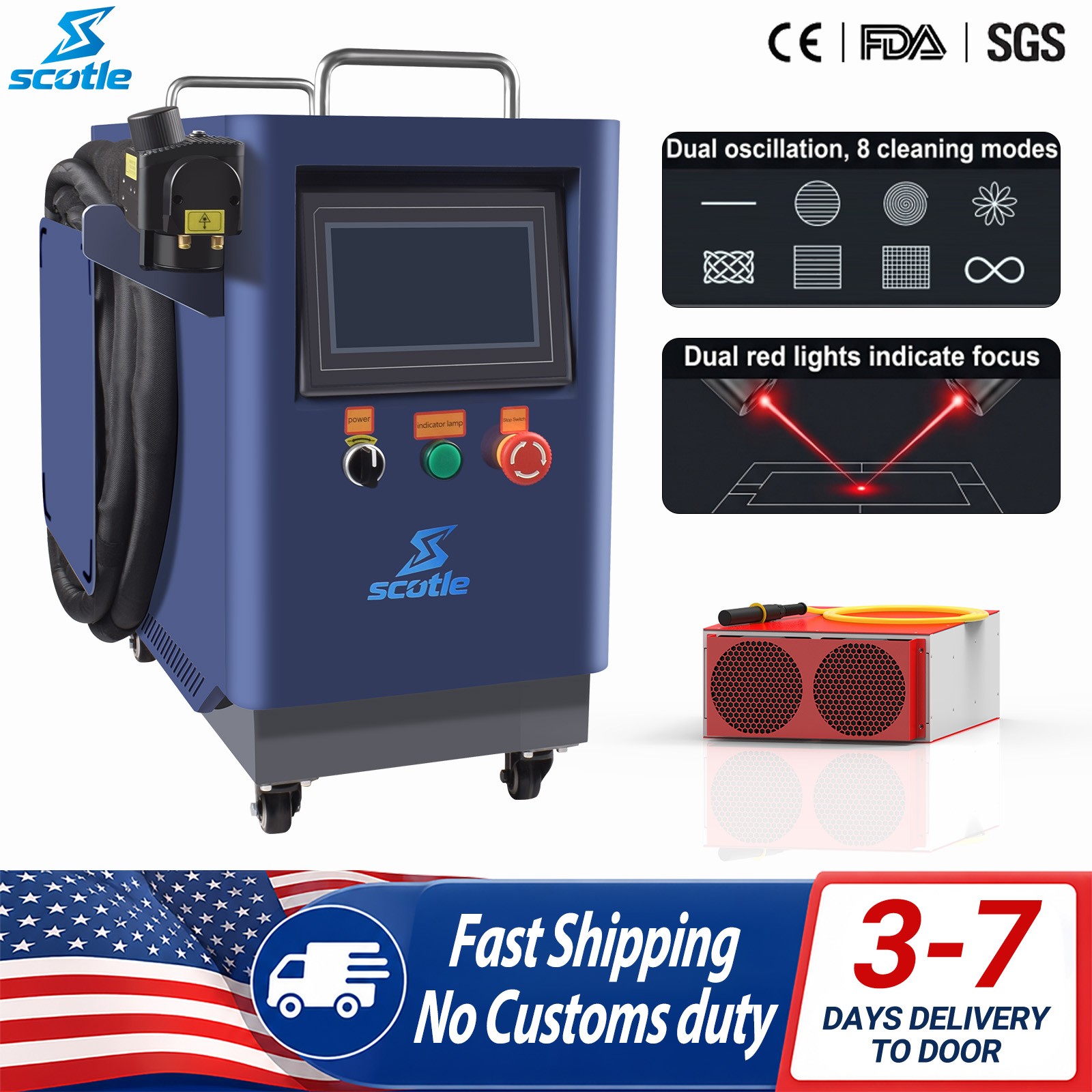 JPT Pulsed Laser Cleaning Machine 500W High Efficiency Rust Paint Removal Wood