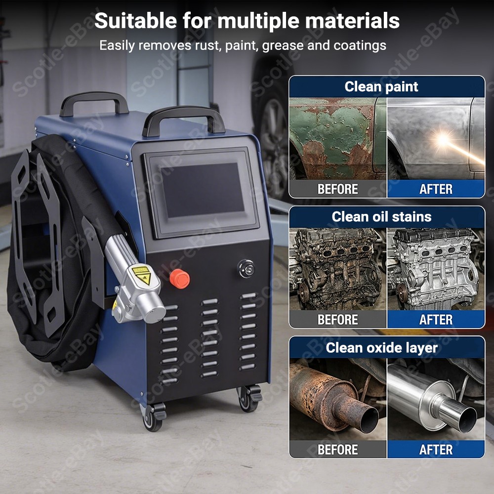 Portable Air Cooled 2000W Fiber Laser Cleaning Machine Rust Paint Oil Removal AU