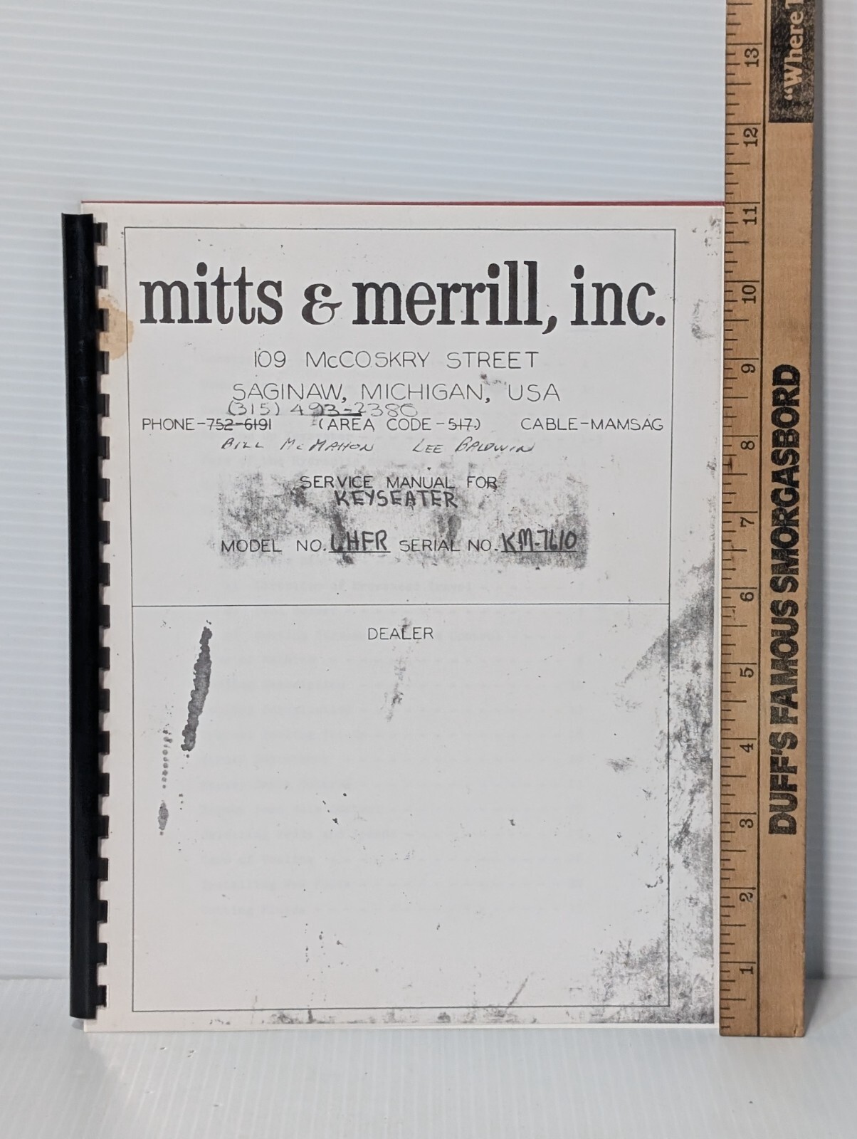 Lot of 2: Mitts & Merrill, Inc. 6-H.F.R. Hydraulic Keyseater Reference Manuals