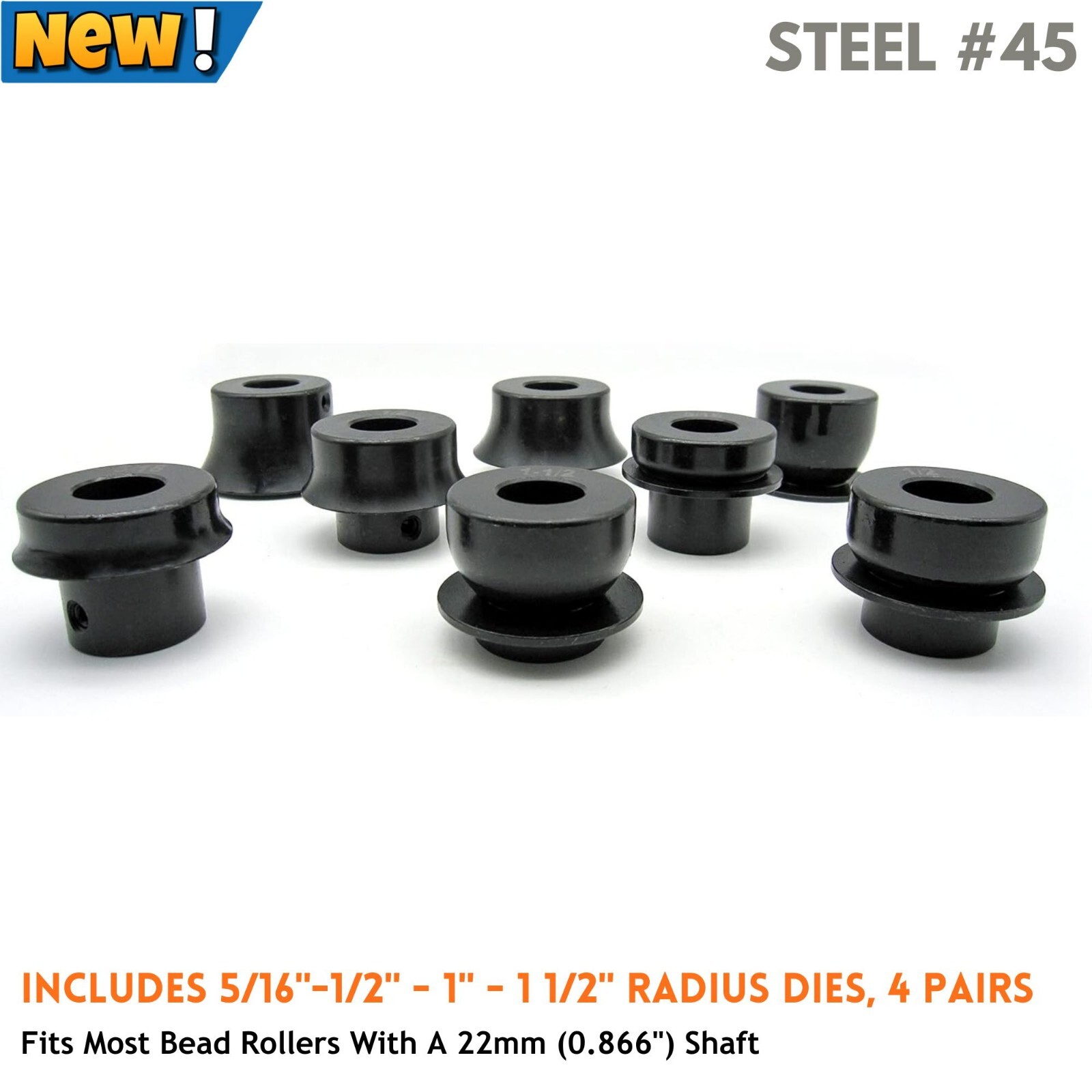 Bead Roller Round-Over Dies Commplete Set for Turning Radius Edges Sheet Metal