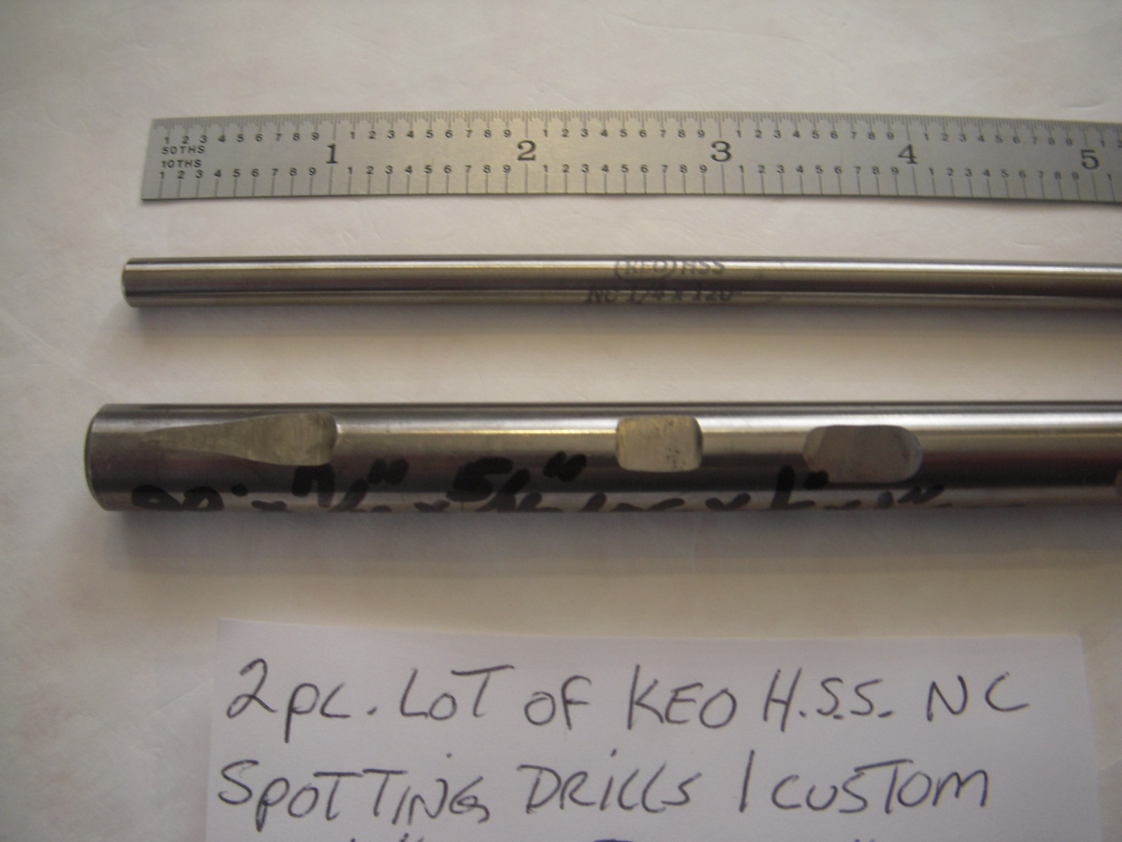 2PC LOT KEO NC SPOTTING DRILLS 1PC 7/16″ X 6″ X 90DEG. & 1PC 1/4″ X 6″ X 120DEG