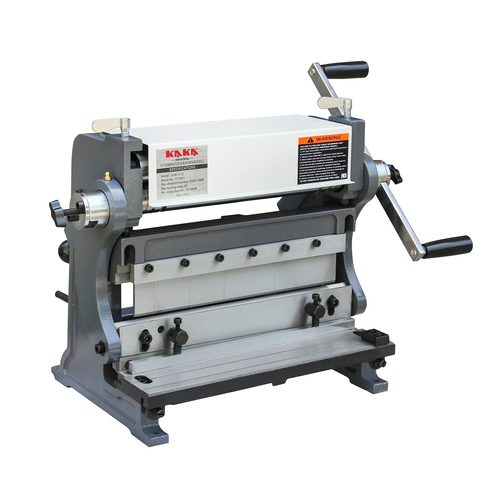 KAKA 3-IN-1/12, 12-In Sheet Metal Brake, Shear Brake Roll Combinations