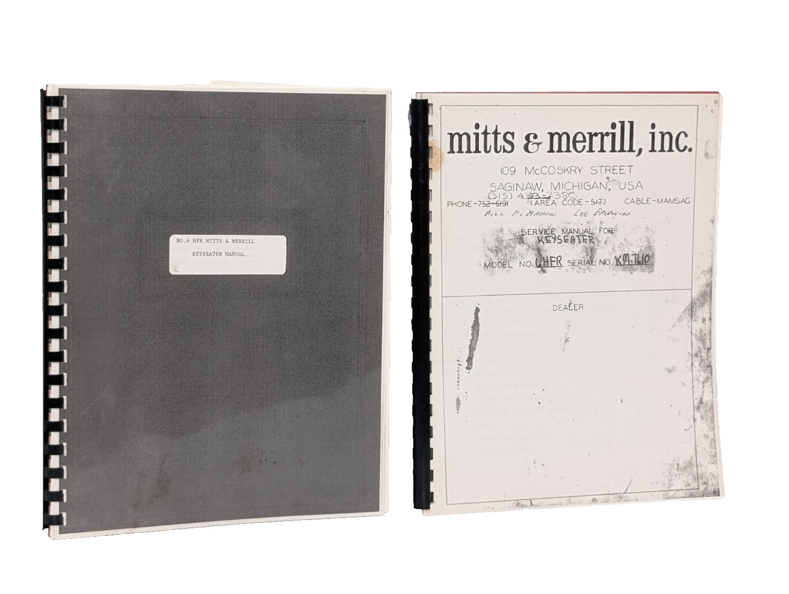 Lot of 2: Mitts & Merrill, Inc. 6-H.F.R. Hydraulic Keyseater Reference Manuals