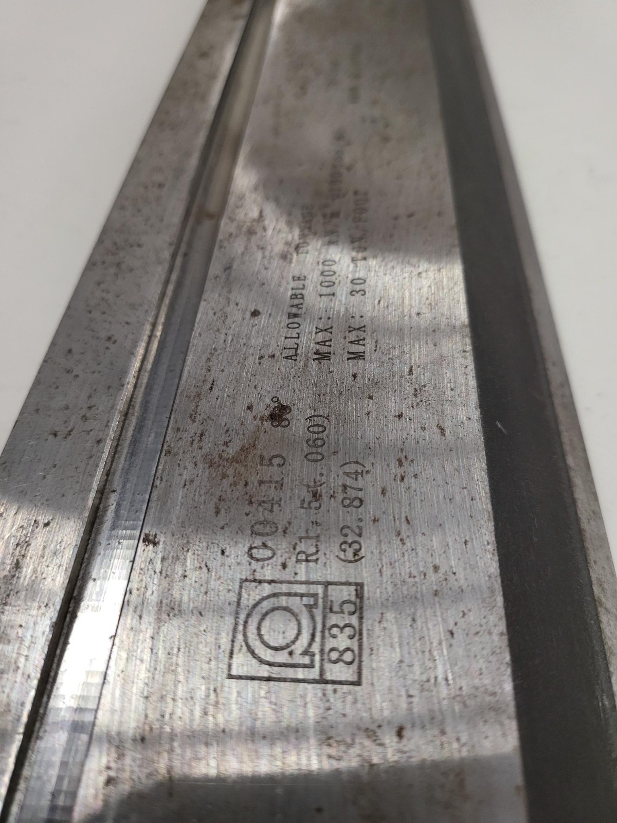 Amada 88° Standard Press Brake Punch 00415 at 32.87″ Long .060″ Radius Free Ship
