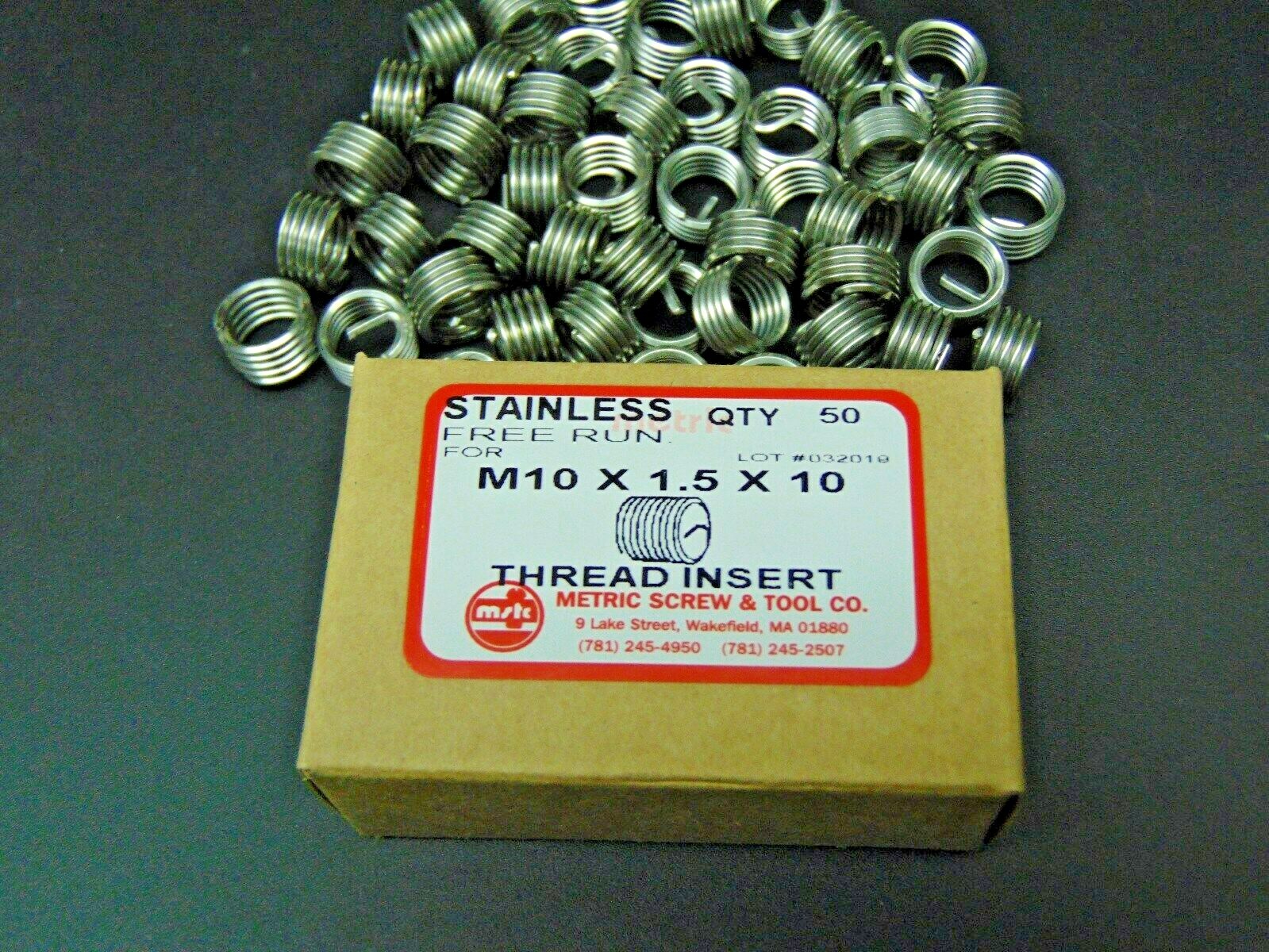 M10 x 1.5 x 10 STAINLESS STEEL HELICOIL STYLE THREAD INSERT *BOX OF 50 PIECES*